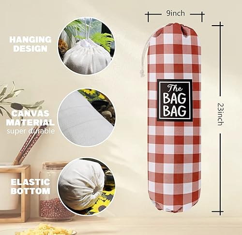 Miniatura 2 de Bolsa de rejilla divertida, organizador de bolsas de comestibles para bolsas de compras, bolsas de plástico de montaje en pared, dispensadores de