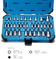 Vista 9 de Capri Tools CP30004 30004 S2 Star Torx y juego de brocas externas de 35 piezas, color plateado