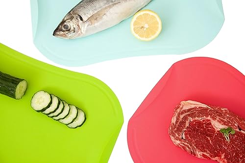 Miniatura 9 de doblé Tabla de cortar flexible antiarañazos para cortar, ranuras para jugos sin arañazos con mango de fácil agarre, antideslizante, apta para