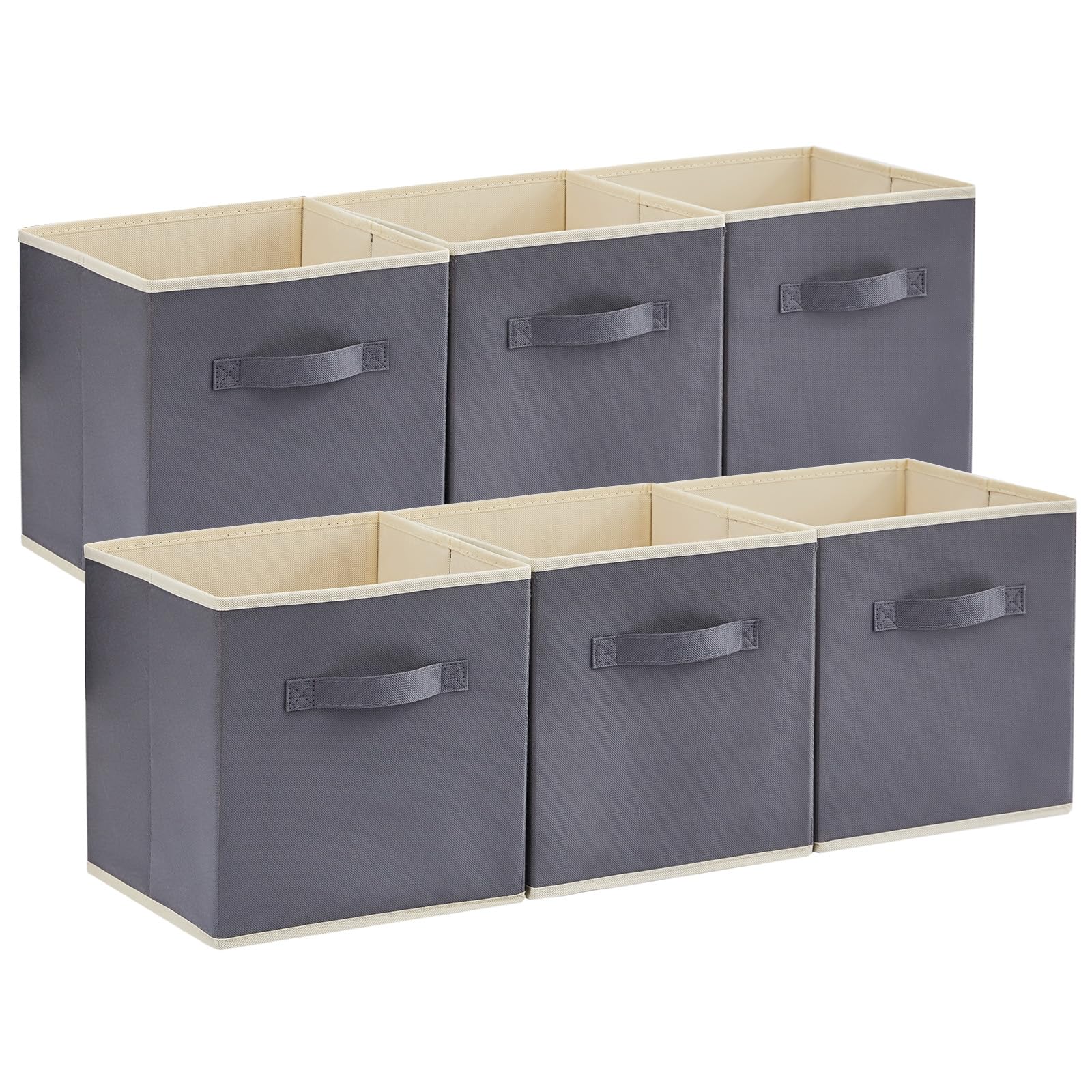 Lifewit Paquete de 6 Cubos de Almacenamiento Plegables, Cestas Organizadoras de Tela, Cajas de Almacenamiento con Asas, Cajas Almacenaje para Guardar Ropa, Juguetes, 30 x 30 x 30 cm, Gris