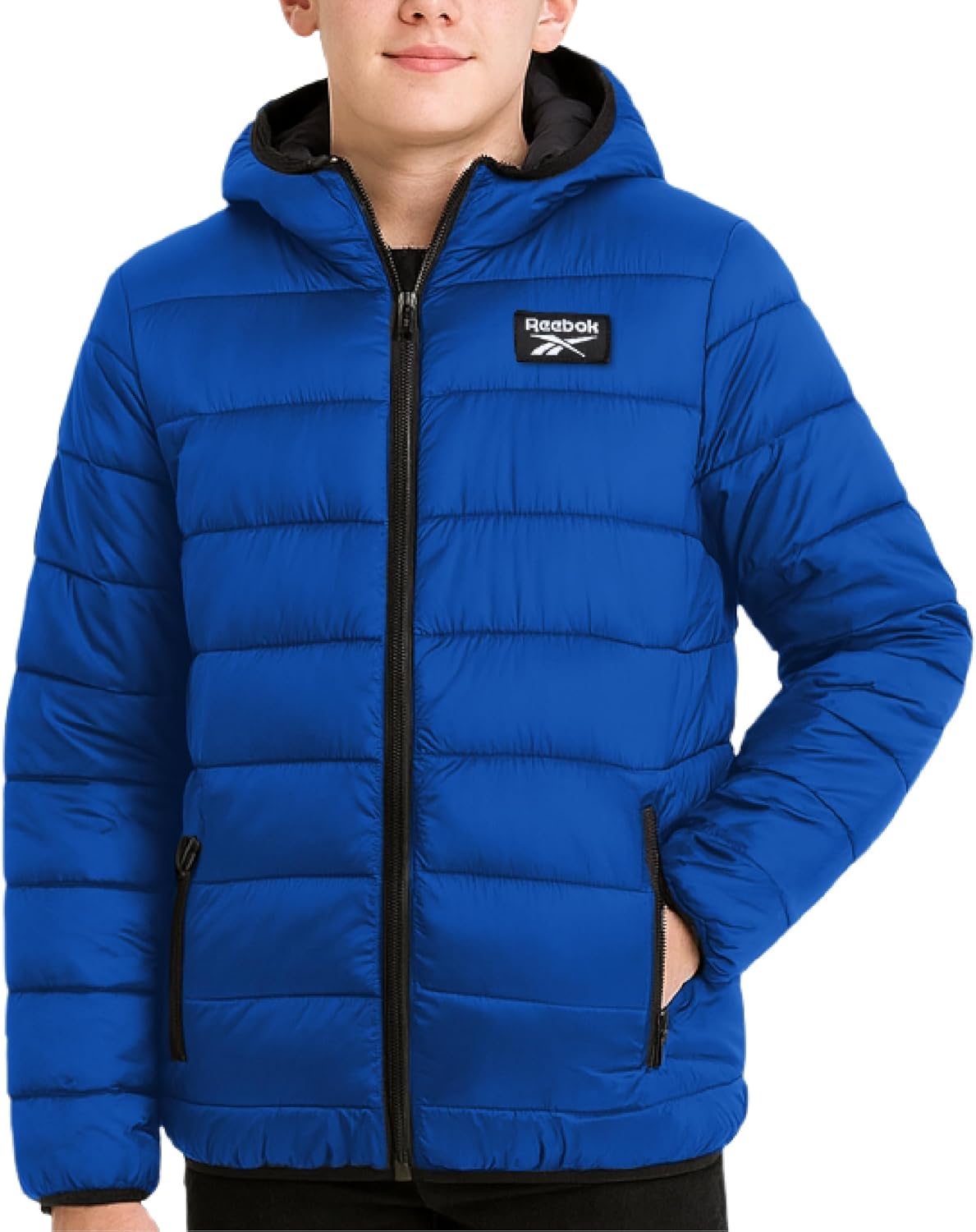 Reebok Boys Winter Coat - Lightweight Insulated Puffer Jacket - Wind & Water Resistant Quilted Hooded Winter Jacket for Boys
