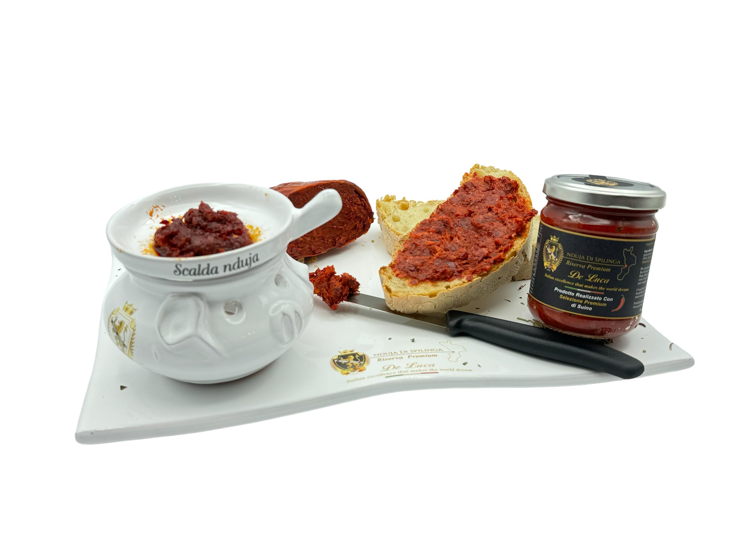 Nduja Di Spilinga Reserva Premium De Luca 100% italiana Made in Calabria De Luca La excelencia italiana que hace soñar el mundo tarro de 180 g