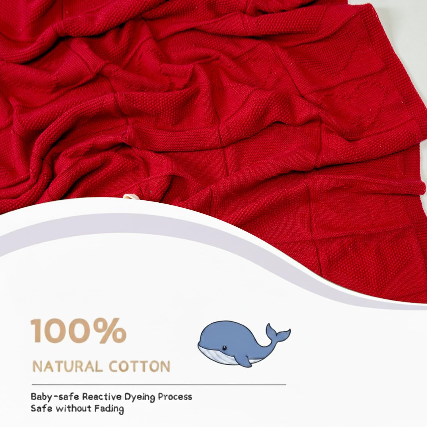 Baby Knit Cotton Blanket Red Heart Texture Soft Cotton Nursery Crib Throw for Baby Shower Birthday Size 30x40