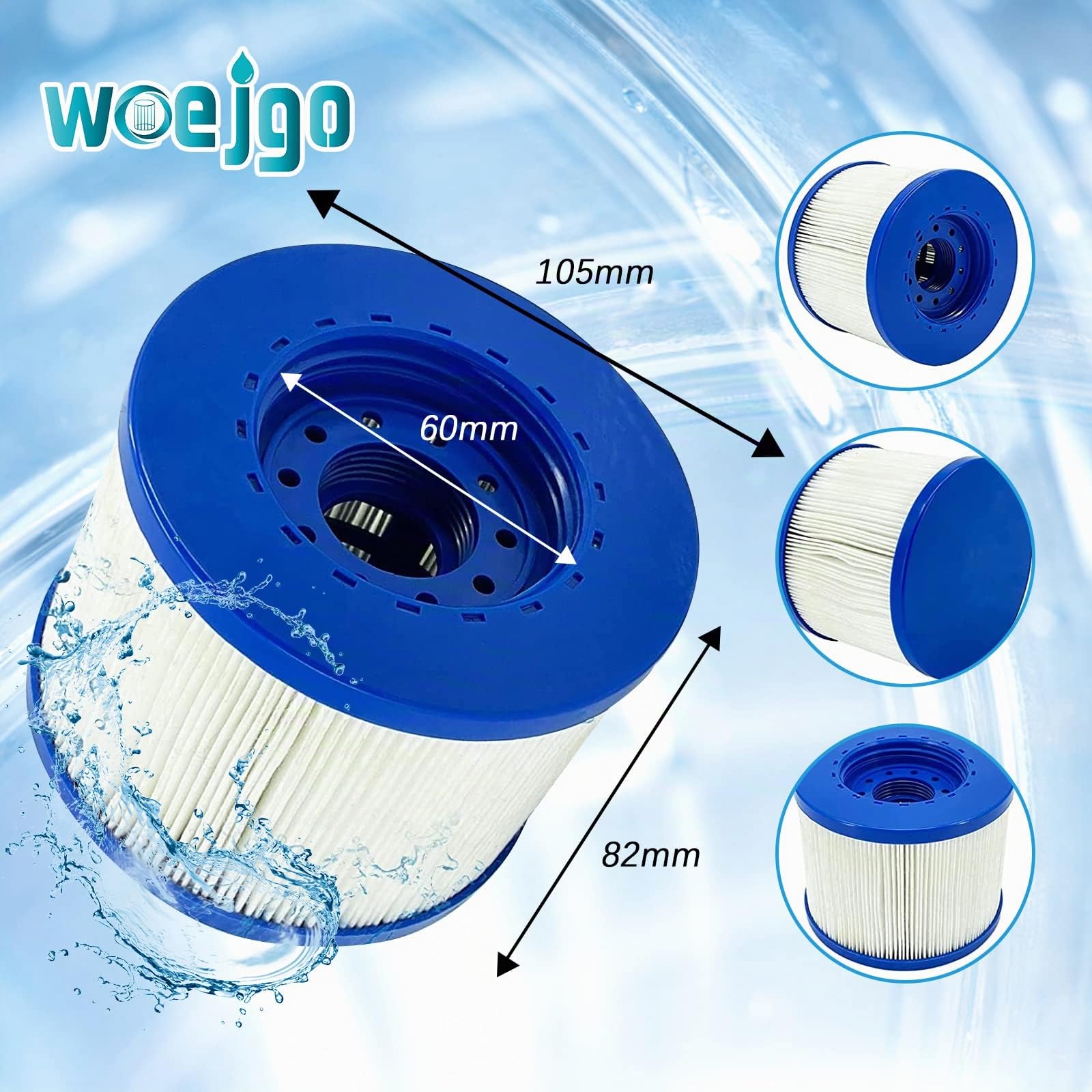 Cartouches Filtre Spa a Visser,Filtre à Vis pour Spa Gonflable Pas De Vis 60mm,Cartouche Filtre pour Spa, Compatible pour Cosy Spa, Clever Spa, Rechange Filtre pour Spa. (Bleu-4)