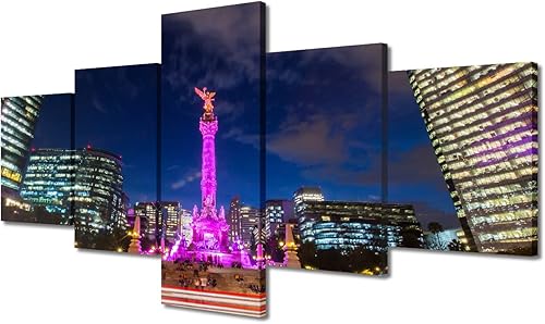 Vista 64 de TUMOVO 5 paneles de arte de pared de volcán en México, impresión sobre lienzo, paisajes naturales, cuadros para dormitorio, decoración del hogar