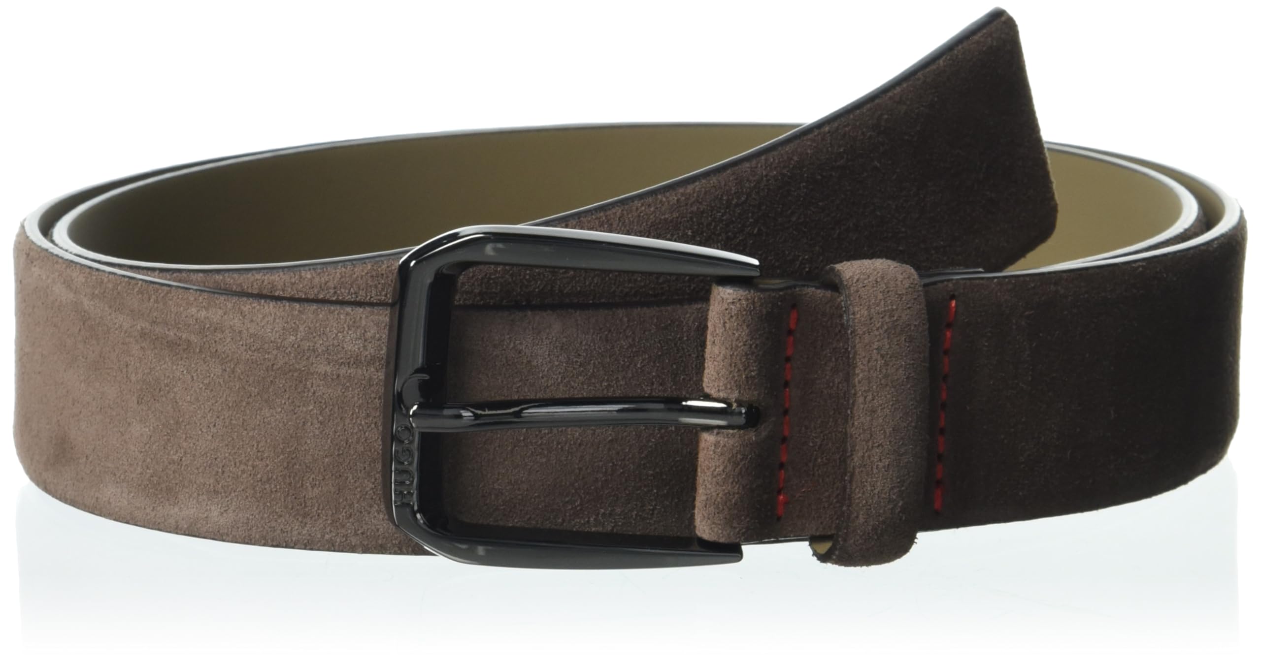 HUGO Coated Leather Bold Buckle Belt, peanut brown, 34