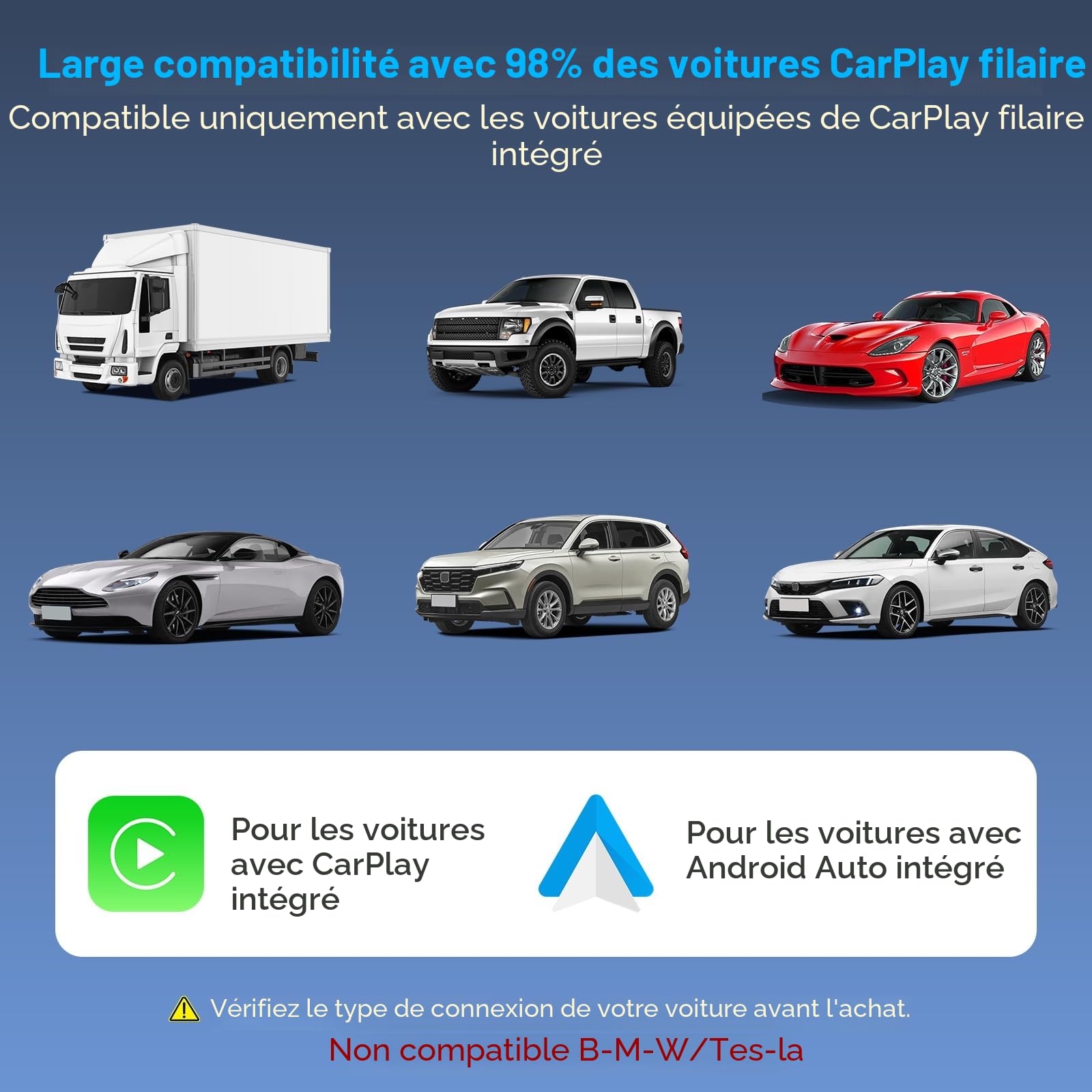 MYPIN Adaptateur CarPlay sans Fil 3-en-1, Convertisseur Le Filaire en sans Fil | Plug and Play | USB Type-C et Type A | pour iPhone et Android (Noir) | Prise en charge Netflix/YouTube et fente pour carte TF, Plug & Play, compatible avec USB Type-C/A, pour