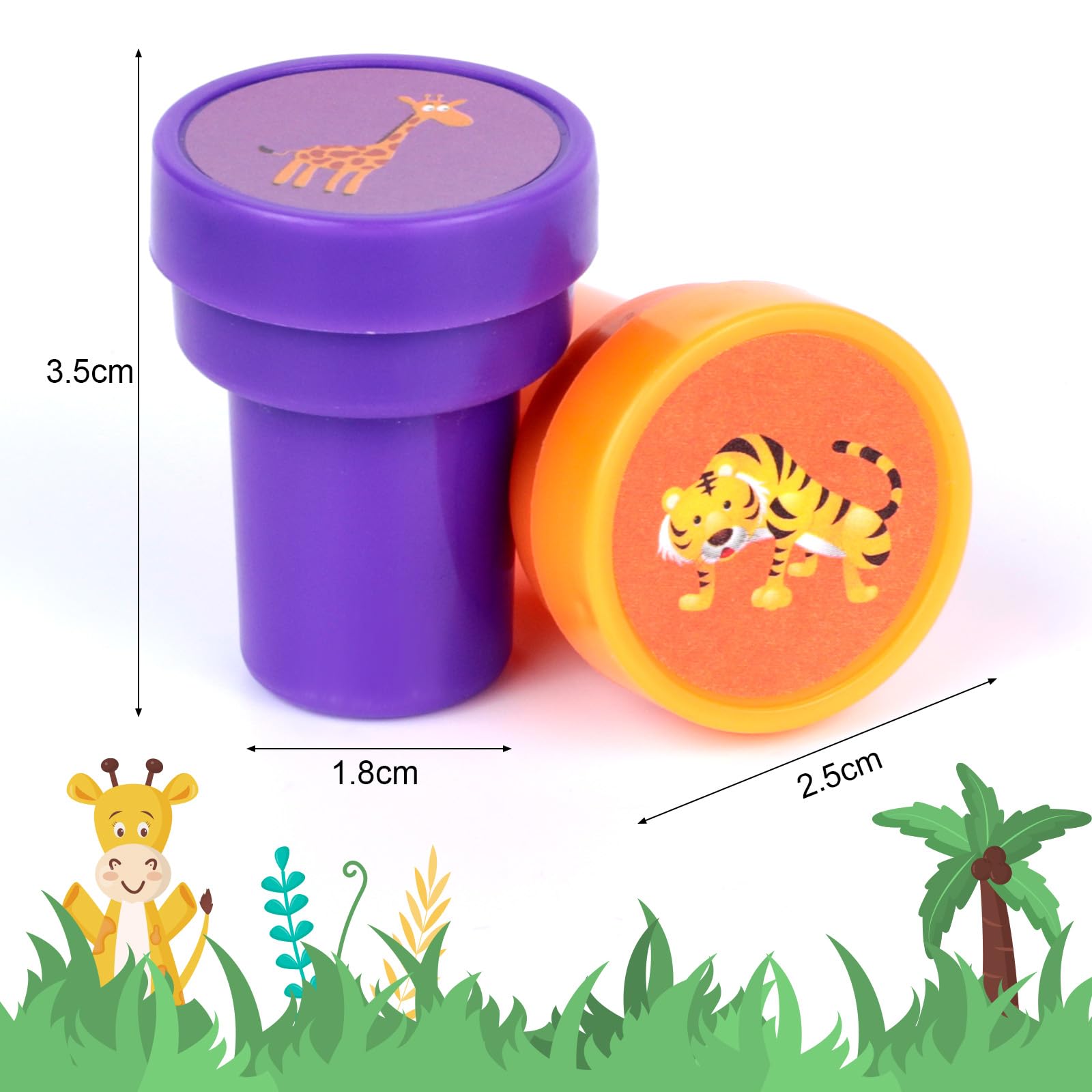 24 Tampons Enfants Mjuthy - Motifs Animaux Multicolores Auto-Encreurs Pour Pâques, Fêtes Et Cadeaux
