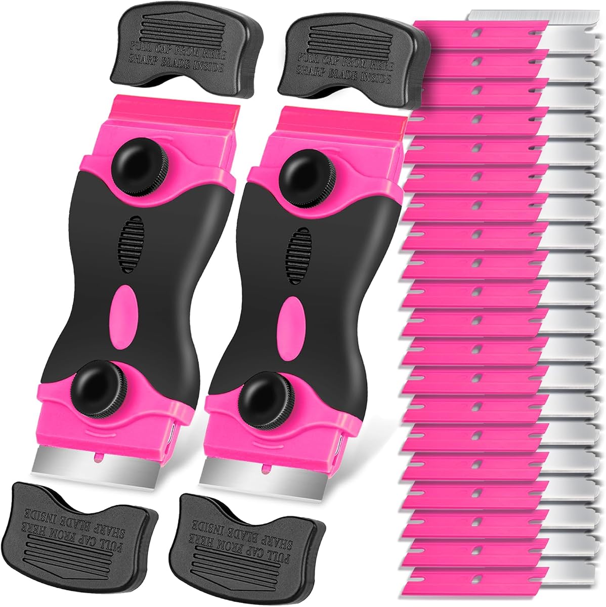 Kit de racloir à lame de rasoir – 2 paquets de racloirs à lame de rasoir et 40 lames supplémentaires, outil de grattoir de peinture en plastique, outil de grattoir de peinture en plastique