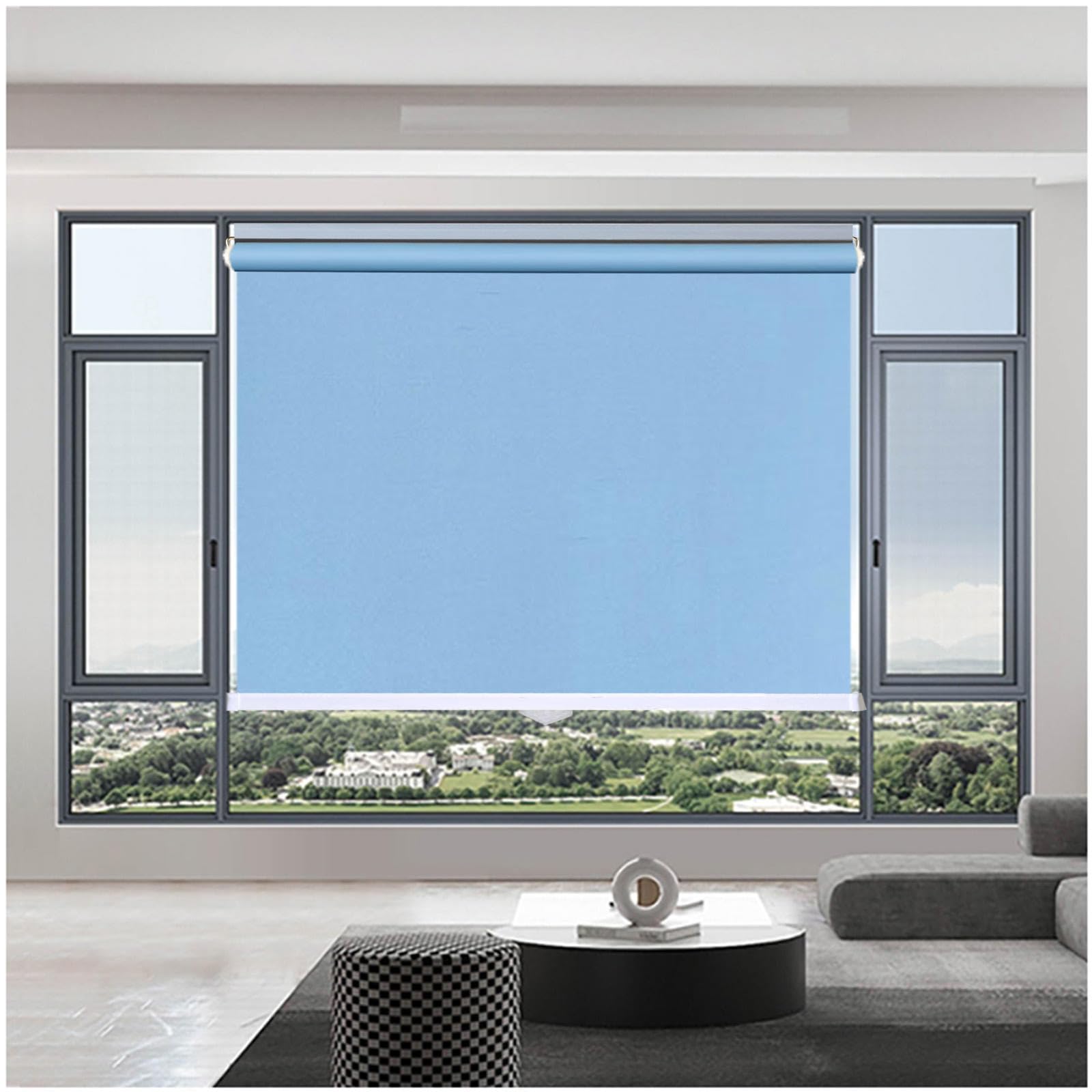 99% Blackout Roller Shades, Sunshade Roller Blinds No Drilling, Window Roller Shades, Sunscreen Privacy Blinds, Blackout Curtains 32–150cm Width,blue-110x125cm/43 * 49in