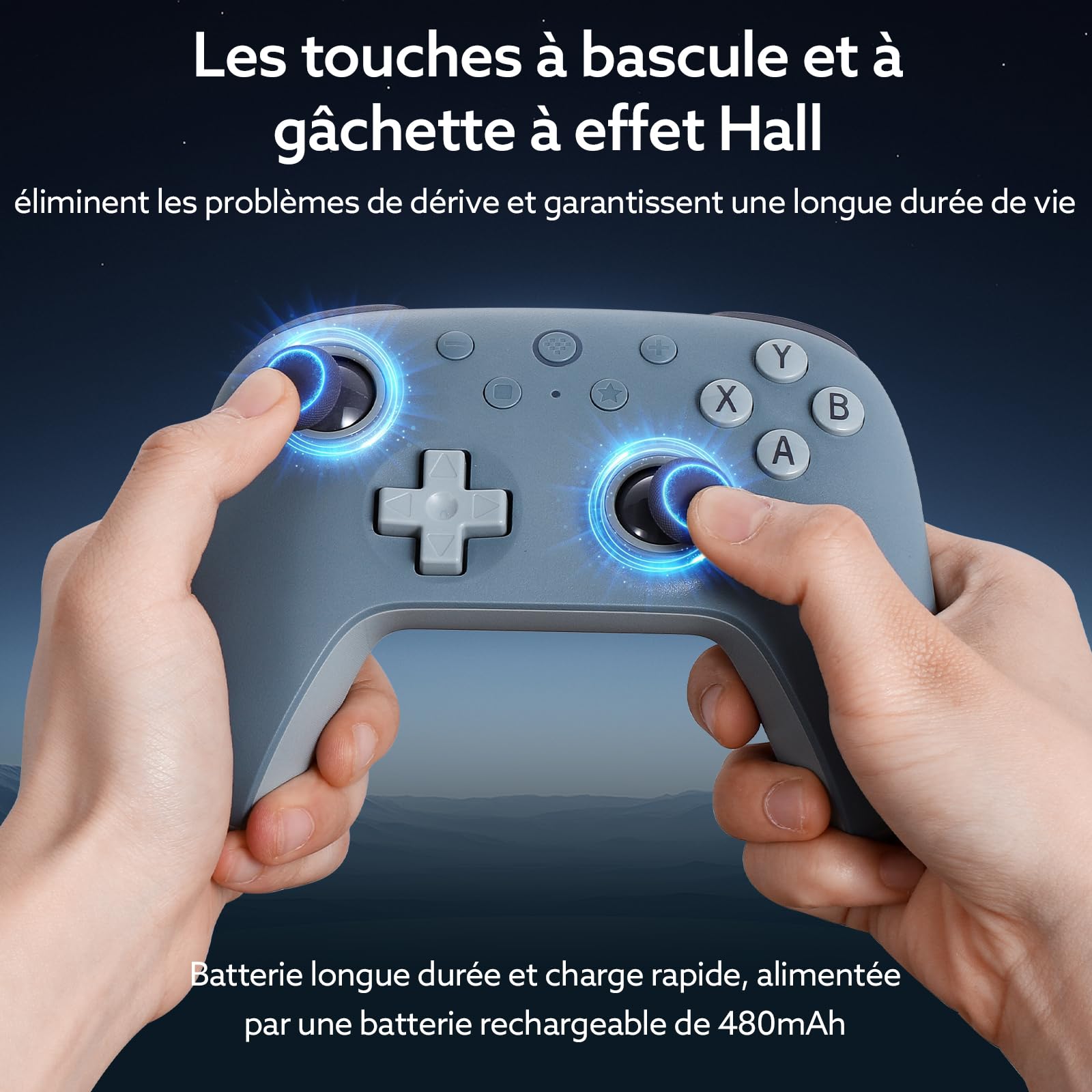 LONGYI 8Bitdo Ultimate 2C Wireless Controller pour Windows PC et Android, Joystick à effet Hall (No Drift), avec 1000Hz Polling Rate, Remappable L4/R4 Bumper et Rumble Vibration (Bleu)
