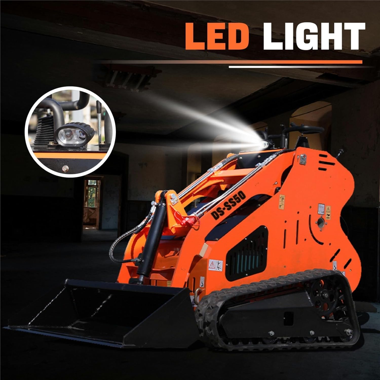 Stand-On Mini Skid Steer Loader with 13.5 Hp EPA Gasoline Engine, Track Steer Slip Loader with Radiator, Compact Skid Steer Loader for Farm, Tight Space and Farm, US Inventory