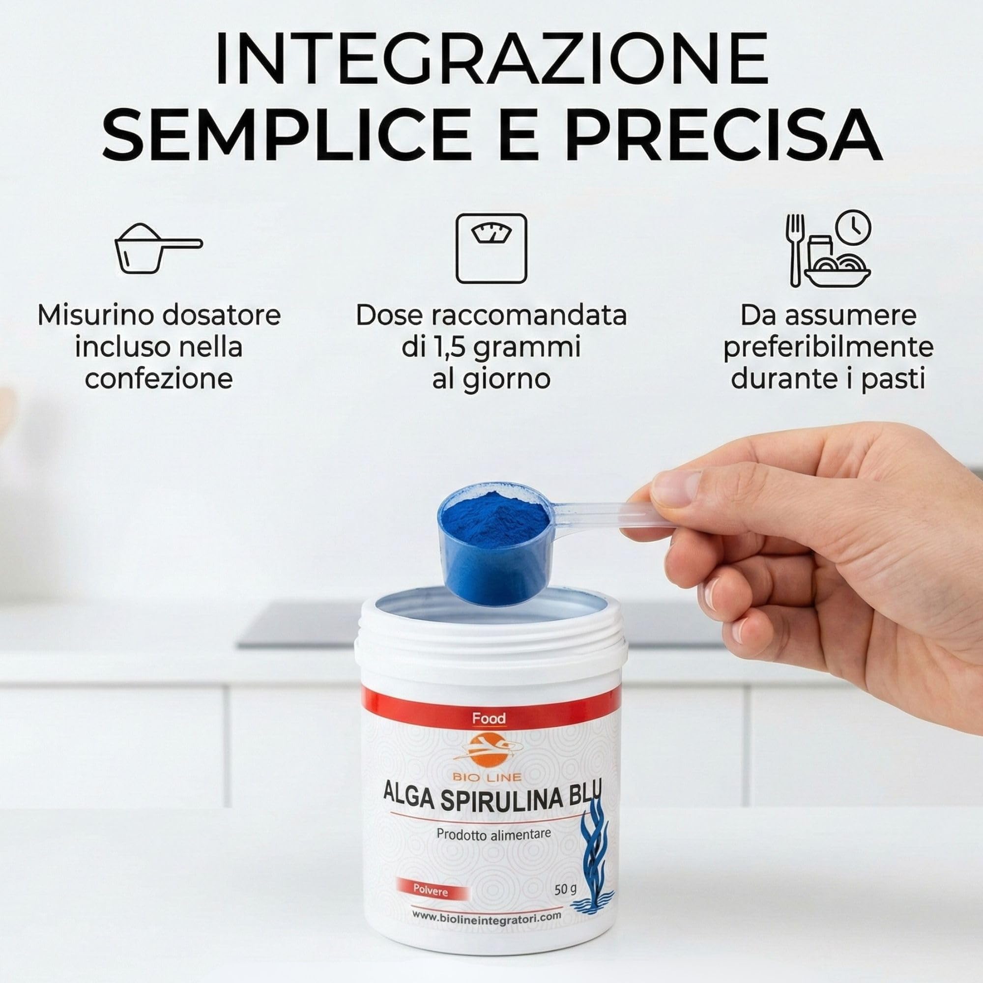 Laboratori Bio Line - Spirulina Blu 50gr, Alga Spirulina Polvere Alimento in Polvere Costituito dall’Essiccamento e Polverizzazione dell’Alga, Colorante Alimentare Blu Naturale
