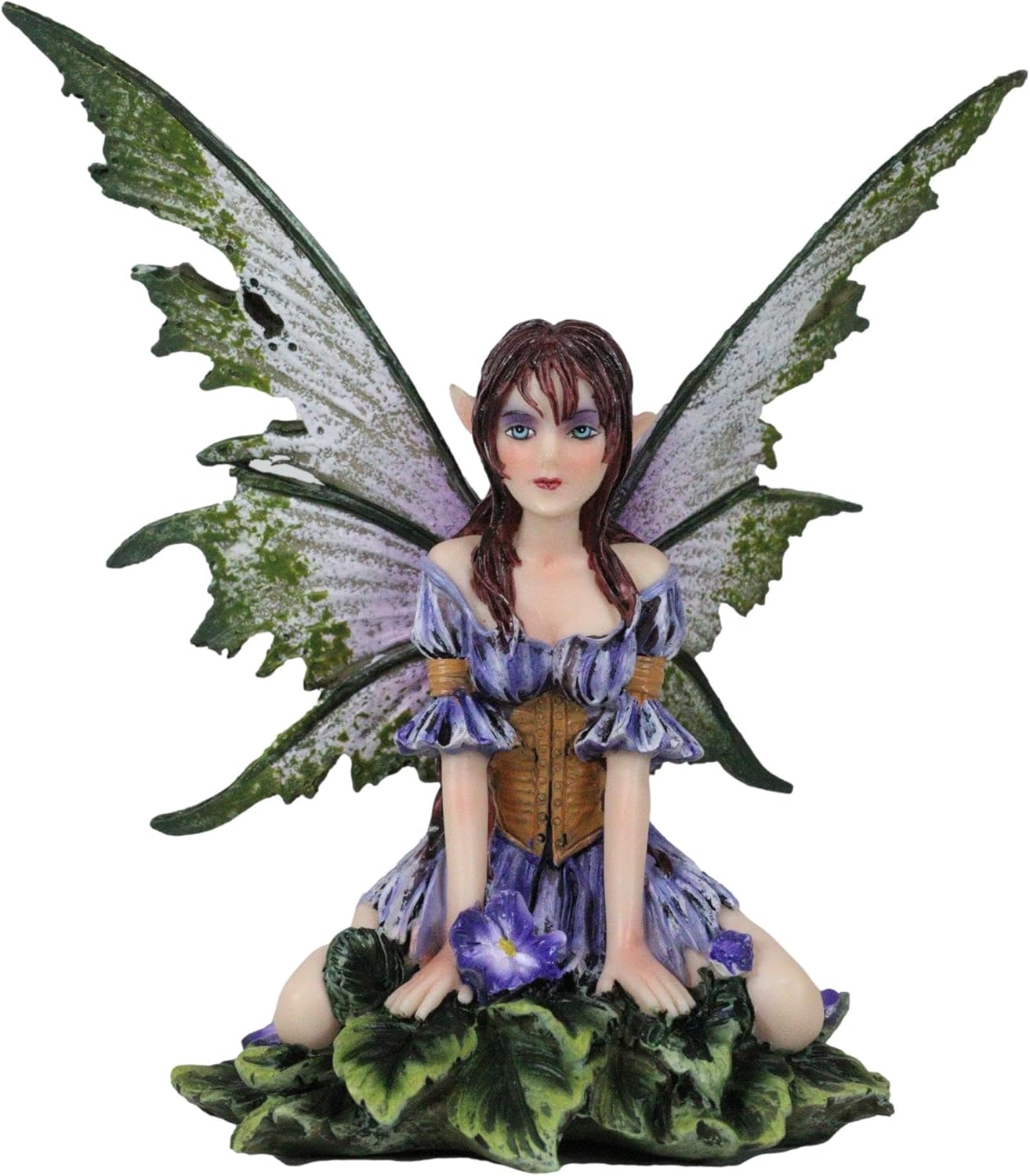 Ebros Amy Brown Whimsical Viola Violet Flower Garden Fairy Sitting by Garden Figurine Fairies Fae Magic Faerie Garden Accessory Statue Fantasy Collectible 5.25 H