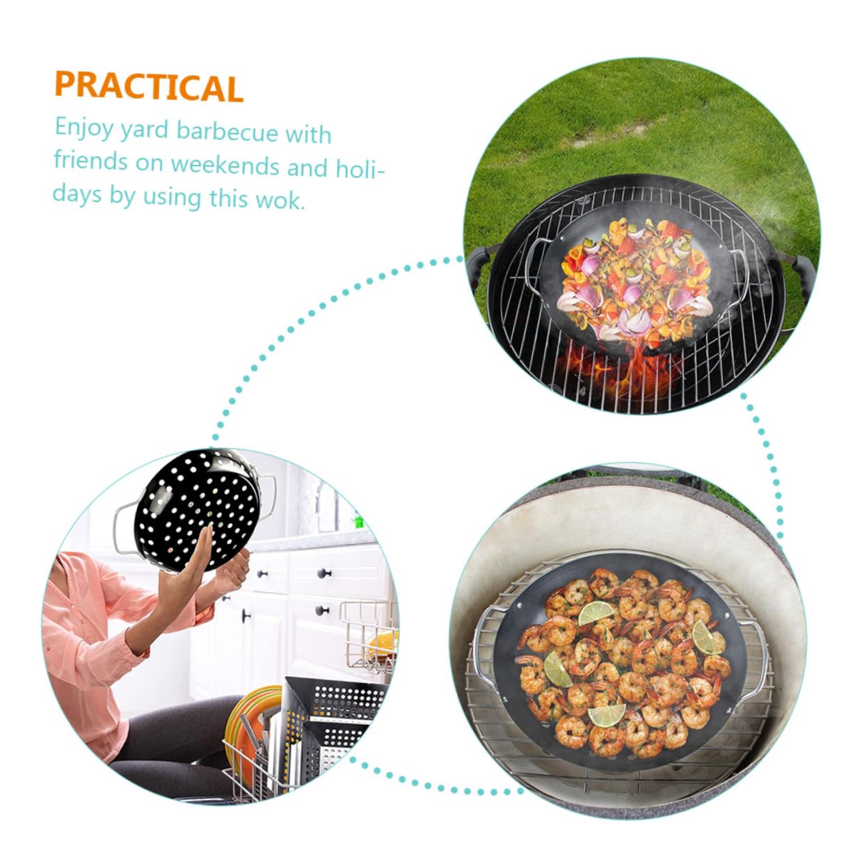 Mikikit Cestello Per Griglia Antiaderente e Wok Multifunzione Per Barbecue, Accessorio Pratico Per Grigliate All'aperto e Buffet, Resistente e Facile Da Pulire