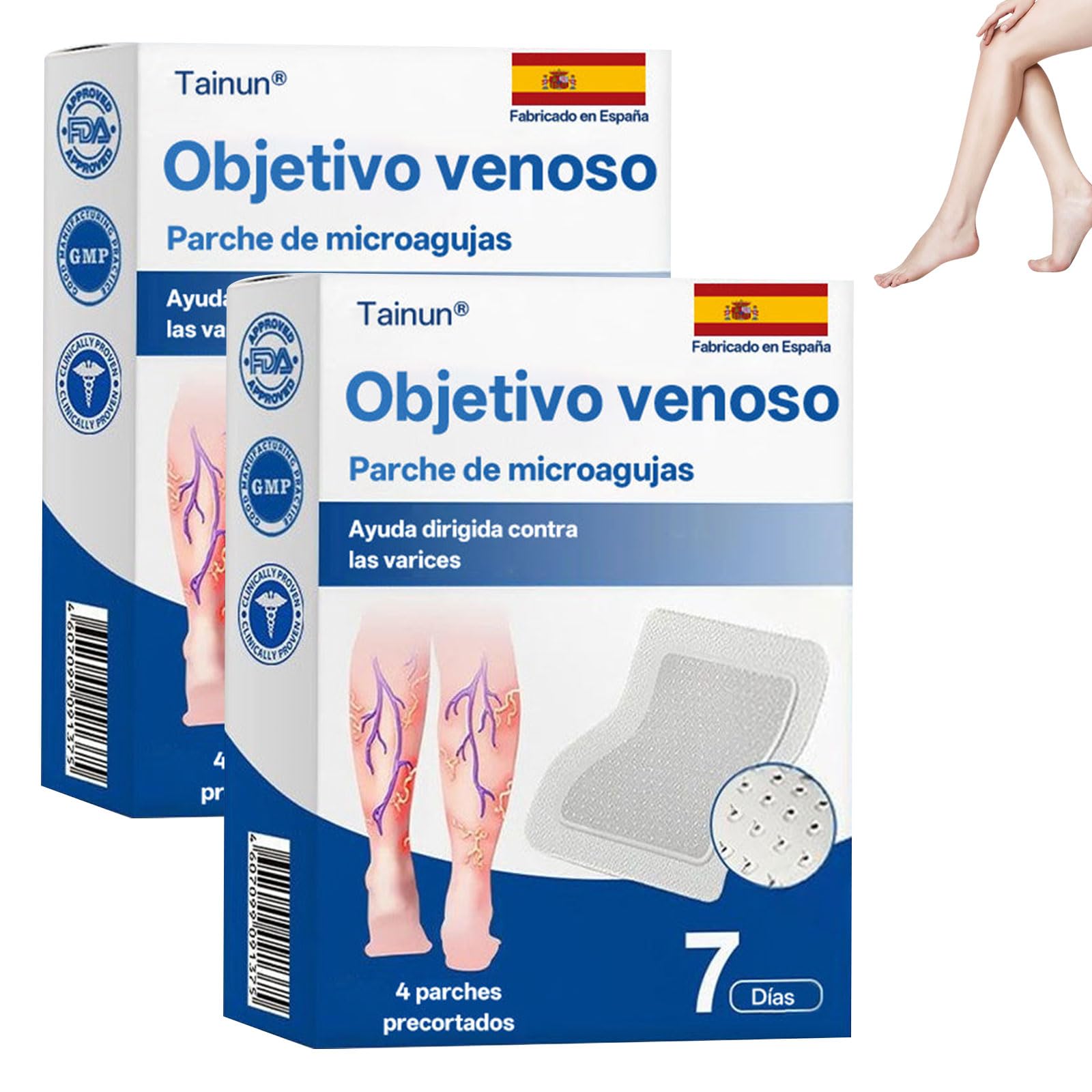 Tainun VeinTarget Parche de Microtecnologia para Varices, Twisma Parche de Microagujas, Se Puede Cortar, Ingredientes Naturales, Para Todo Tipo de Piel