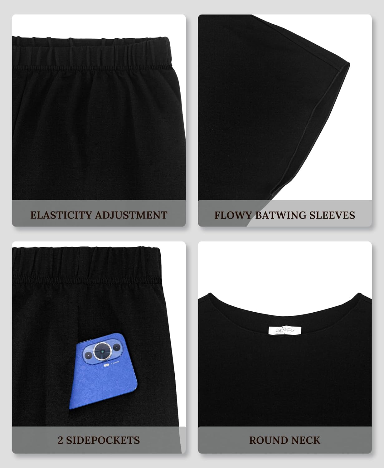 Plus Size 2 Piece Outfits for Women Lounge Sets Top 3/4 Batwing Sleeve Pant Suit Wide Leg Loungewear Pantsuits - Image 6