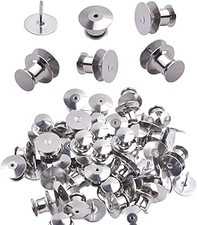 Aylifu Tie Tacks and Clutch Backs Set, 30 Pieces Tie Tacks Blank Pins (10 mm in Diameter) with 30 Pieces Locking Pin Backs Pin Keepers Locking Clasp - Silver Color