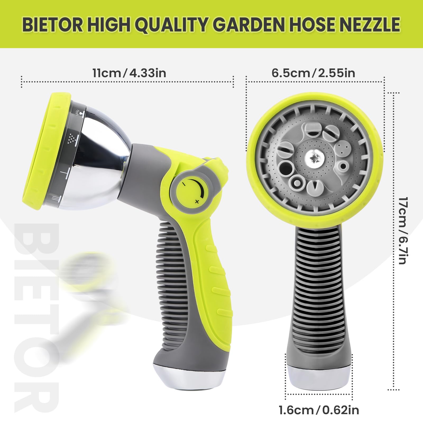 Heavy-Duty Hose Pipe Spray Gun, Leak-Proof Hose Spray Gun with 10 Patterns and Water Flow Control, High Pressure Garden Hose Nozzle for Watering, Washing Car, Cleaning — view 3