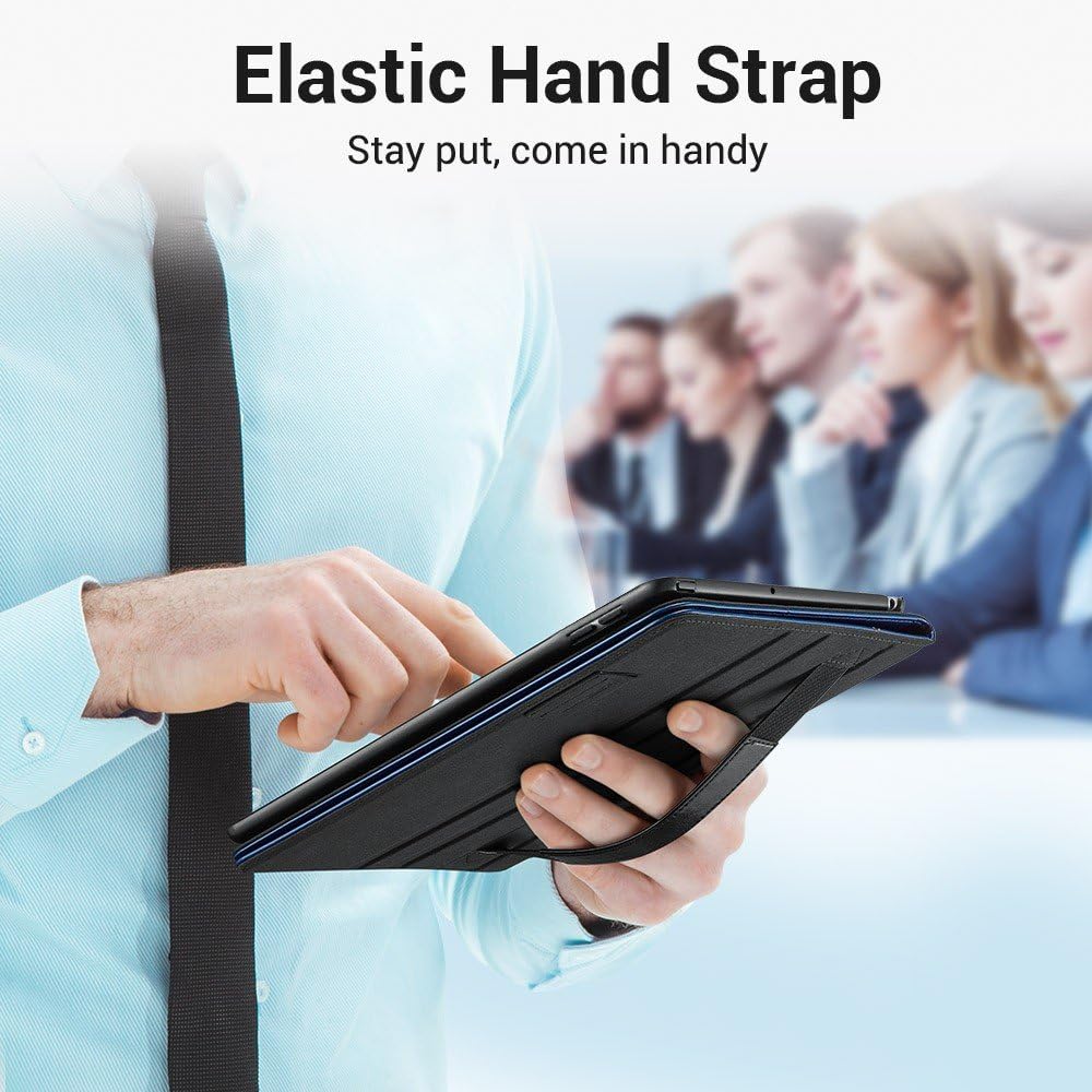 ESR Intelligent Premium Business Case for iPad 9.7 2018/2017, Pencil Holder, Folio Stand Cover Hand Strap Organizer Pocket Smart Auto Wake & Sleep for iPad 9.7 5th/6th Gen, Blue