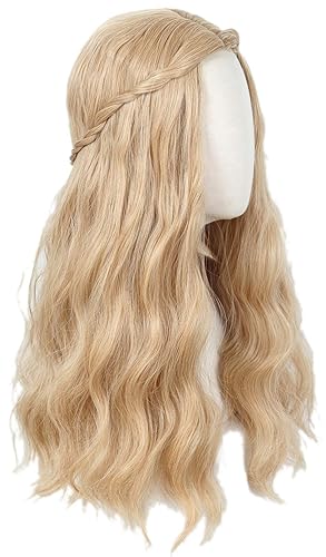 Miniatura 5 de Linfairy Pelucas largas rubias onduladas estilo hippie de los años 70 para Halloween, cosplay, peluca para mujer, fiesta