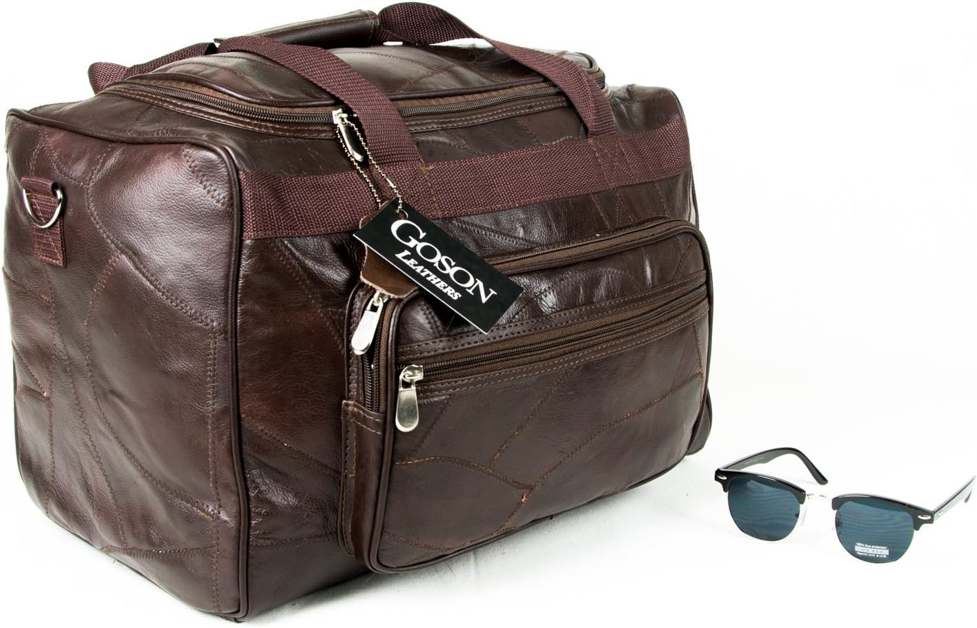 Goson Genuine Patchwork Leather Luggage Duffel tote Bag