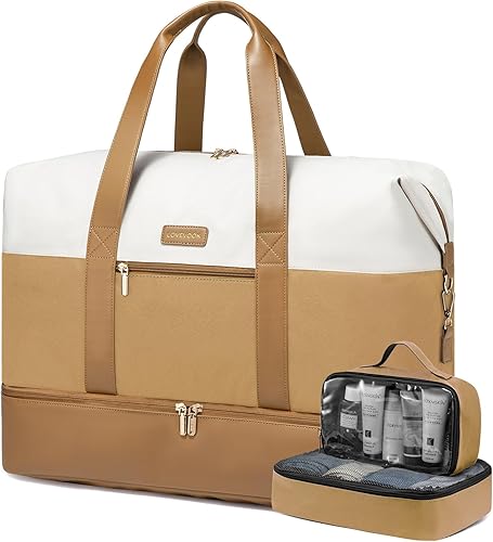 LOVEVOOK Bolsa de fin de semana, bolsa de viaje grande para mujer con 2 cubos de embalaje, bolsa de mano con compartimento para zapatos, bolsas de