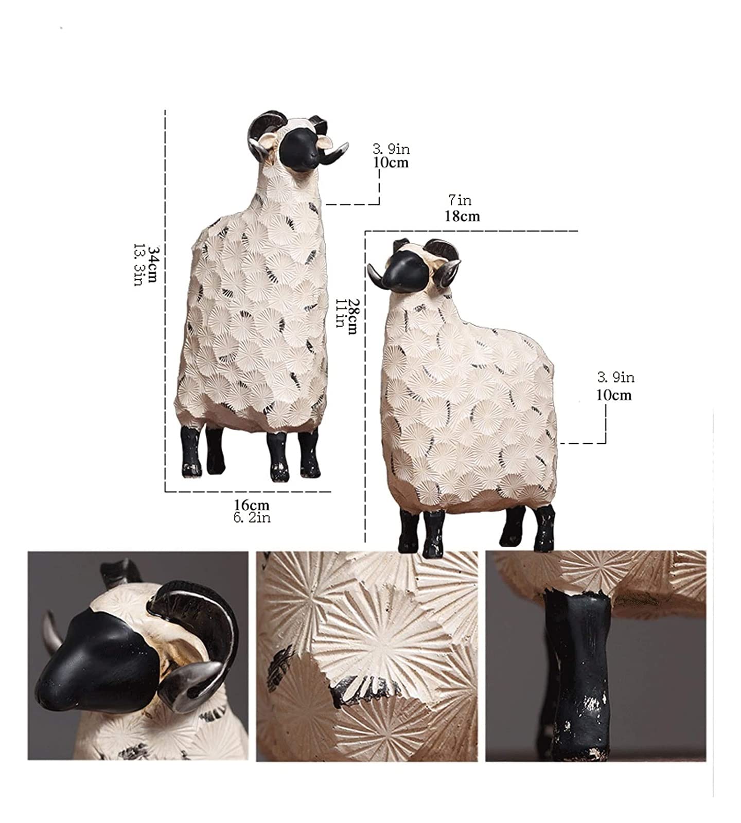 Amazon.co.jp: 彫刻の卓上像 羊の装飾樹脂動物像、2匹の羊/レトロ