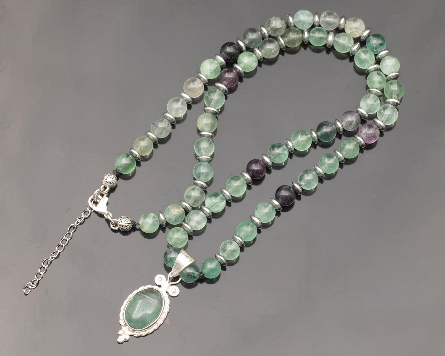 Natural Gemstone Beaded Necklace with Sterling Silver Pendant | Handmade Adjustable Macrame Jewelry | 8mm Bead Crystal Necklace | Zodiac Chakra Inspired Gift for Men Women - Image 3