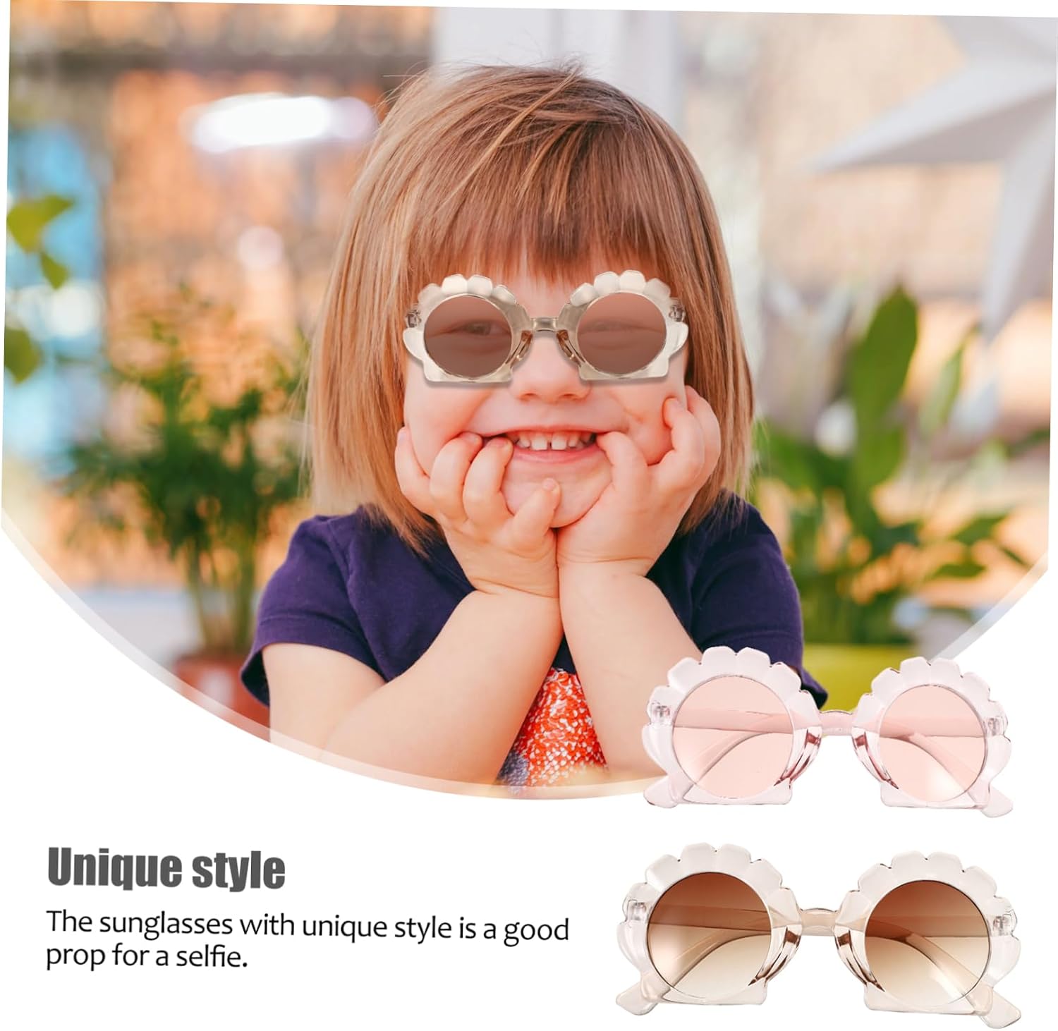 Ipetboom 2 Pairs Vintage Baby Sunglasses Irregular Style Shell Mirror Shades UV Protection for Kids Stylish Travel Eyewear for Boys and Girls
