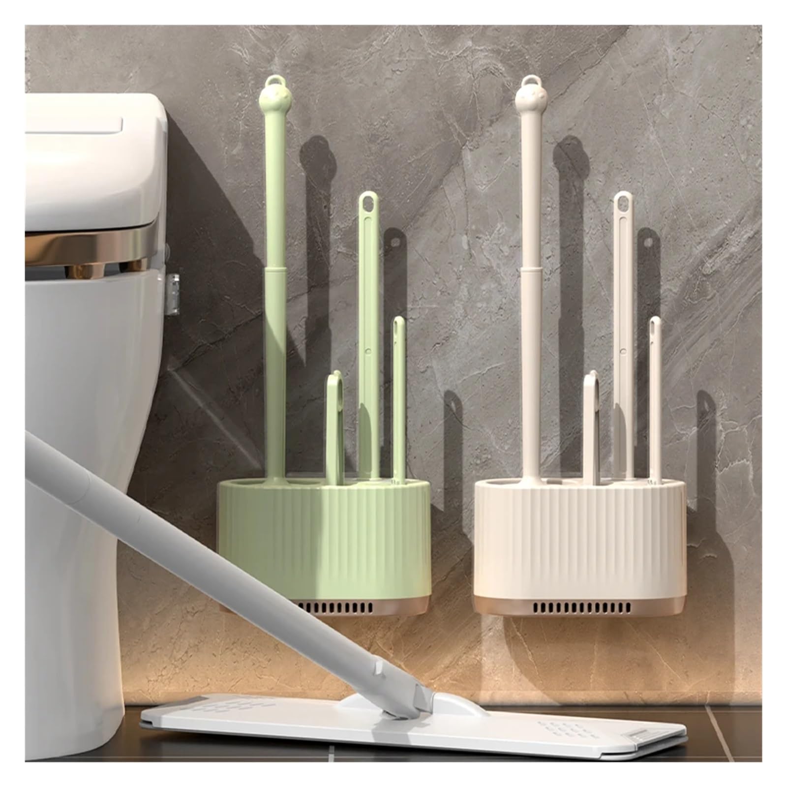 Klobürste Toilettenbürste for den Haushalt | Wandmontierte Reinigung, kein Winkel for umfassende Reinigung, geeignet for Toiletten(Creamy white)