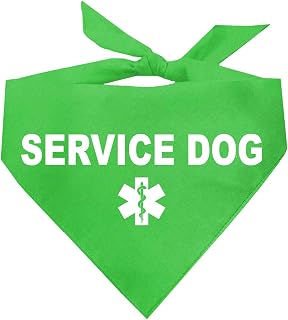 Service Dog Dog Bandana | 100% Cotton Adjustable Triangle |Service Dog | Working Animal | Assistance |Lime, One Size (307)