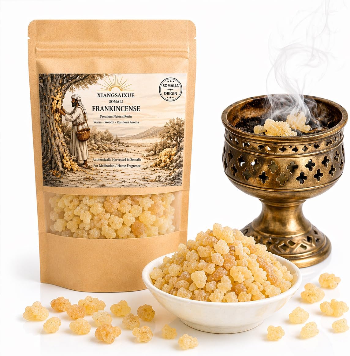 Somali Frankincense Resin Tears, Premium Natural Resin Incense for Meditation, Aromatherapy, Spiritual Rituals & Home Fragrance, Pure Frankincense Resin (30g / 130g Options (30)
