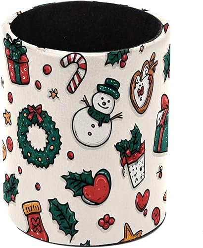 Vista 20 de Organizador de bolígrafos de escritorio de copos de nieve blancos y rojos, soporte para brochas de maquillaje, soporte para lápices para escritorio