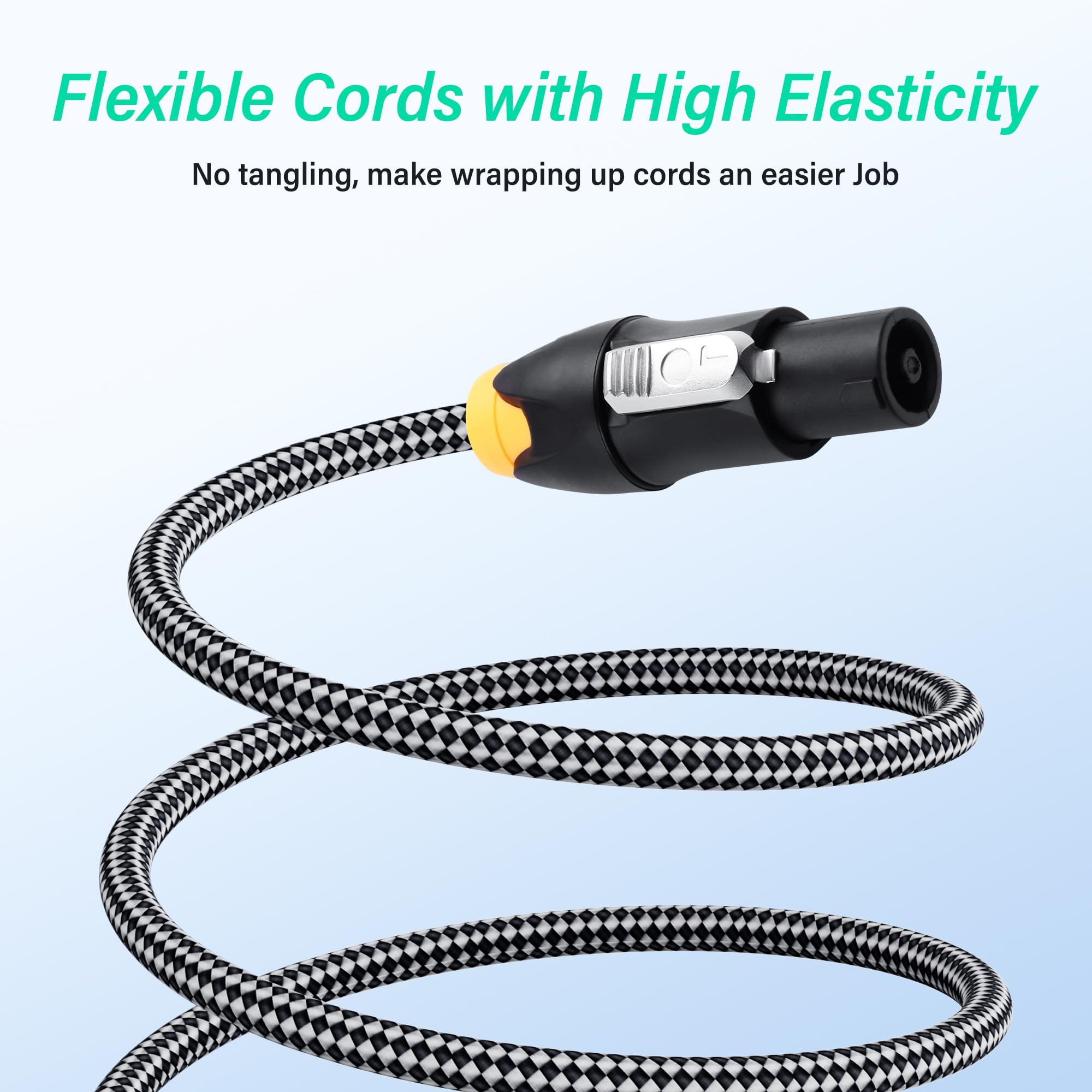 SinLoon Speakon - Cavo per altoparlante 3 m/10 FT, 14 AWG, cavo audio ad alta resistenza con treccia e connettori di bloccaggio per amplificatori