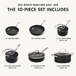 GreenPan SearSmart Hard Anodized Healthy Ceramic Nonstick 10 Piece Cookware Pots and Pans Set, PFAS-Free, Textured Surface, Dishwasher Safe, Oven Safe, Black