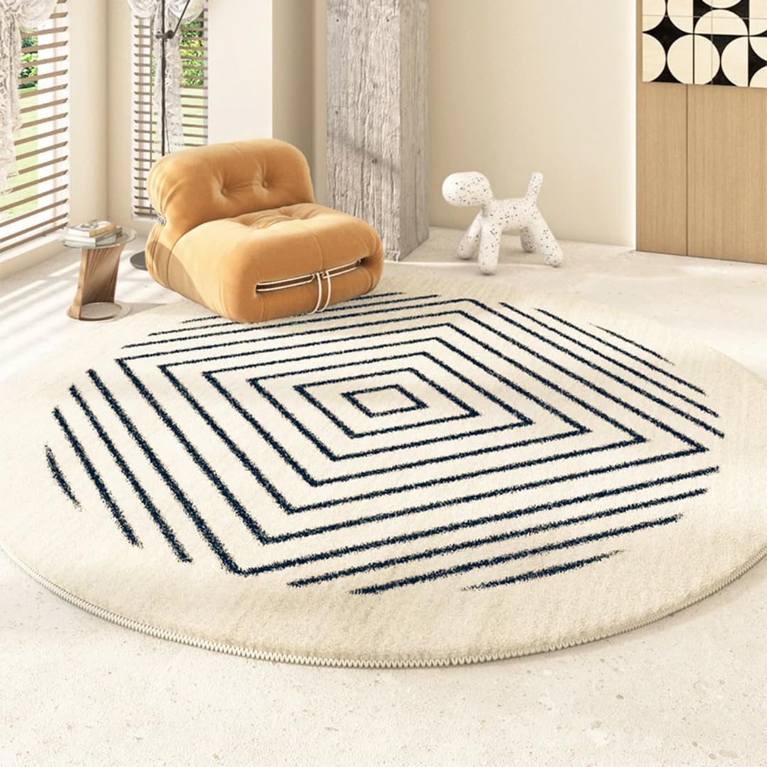 Tapis pour chambre à coucher moderne rond 180x180 cm grand salon peluche épais