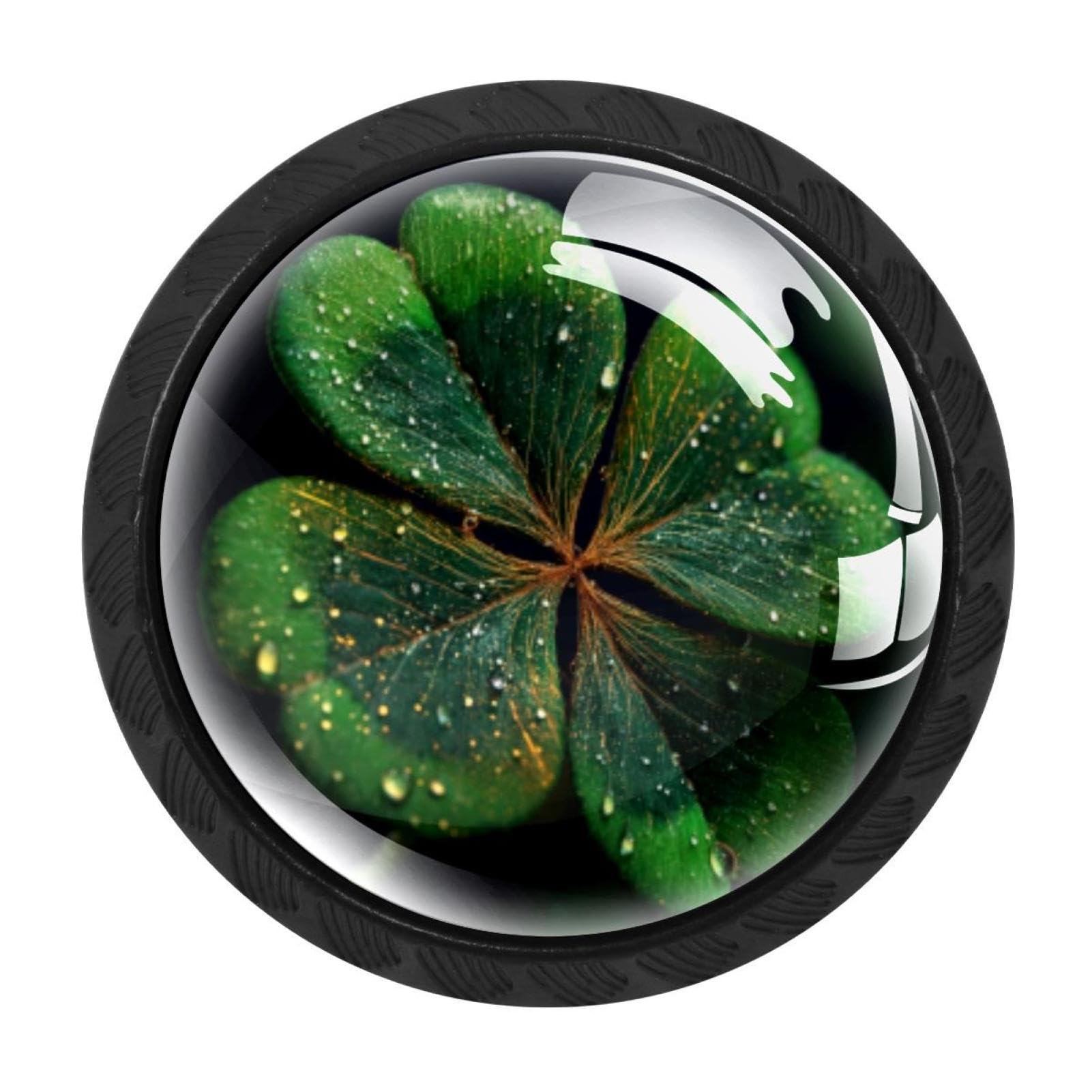 Chenzzzz Multicolored 19 4 Pieces Black Cabinet Pull Handle With Screws,St. Patrick's Four Leaf Clover (3) Kitchen Knobs, Hardware For Cupboard Drawer Dresser