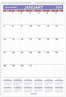 AT-A-GLANCE 2024 Wall Calendar, 15-1/2" x 22-3/4", Large, Spiral Bound, Monthly (PM32824)
