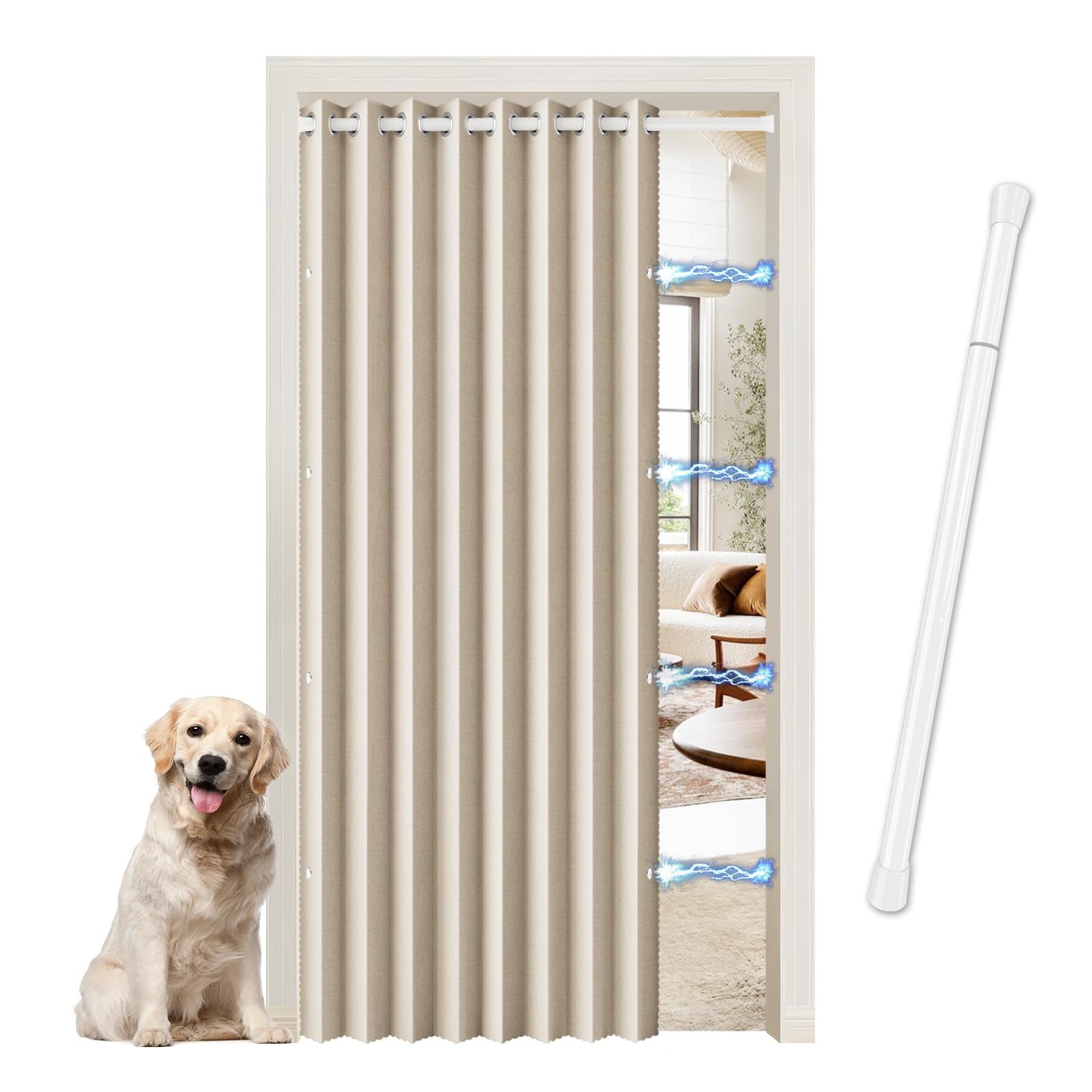 Rideau de séparation pour pièce avec tringle extensible pour une installation facile sans outil