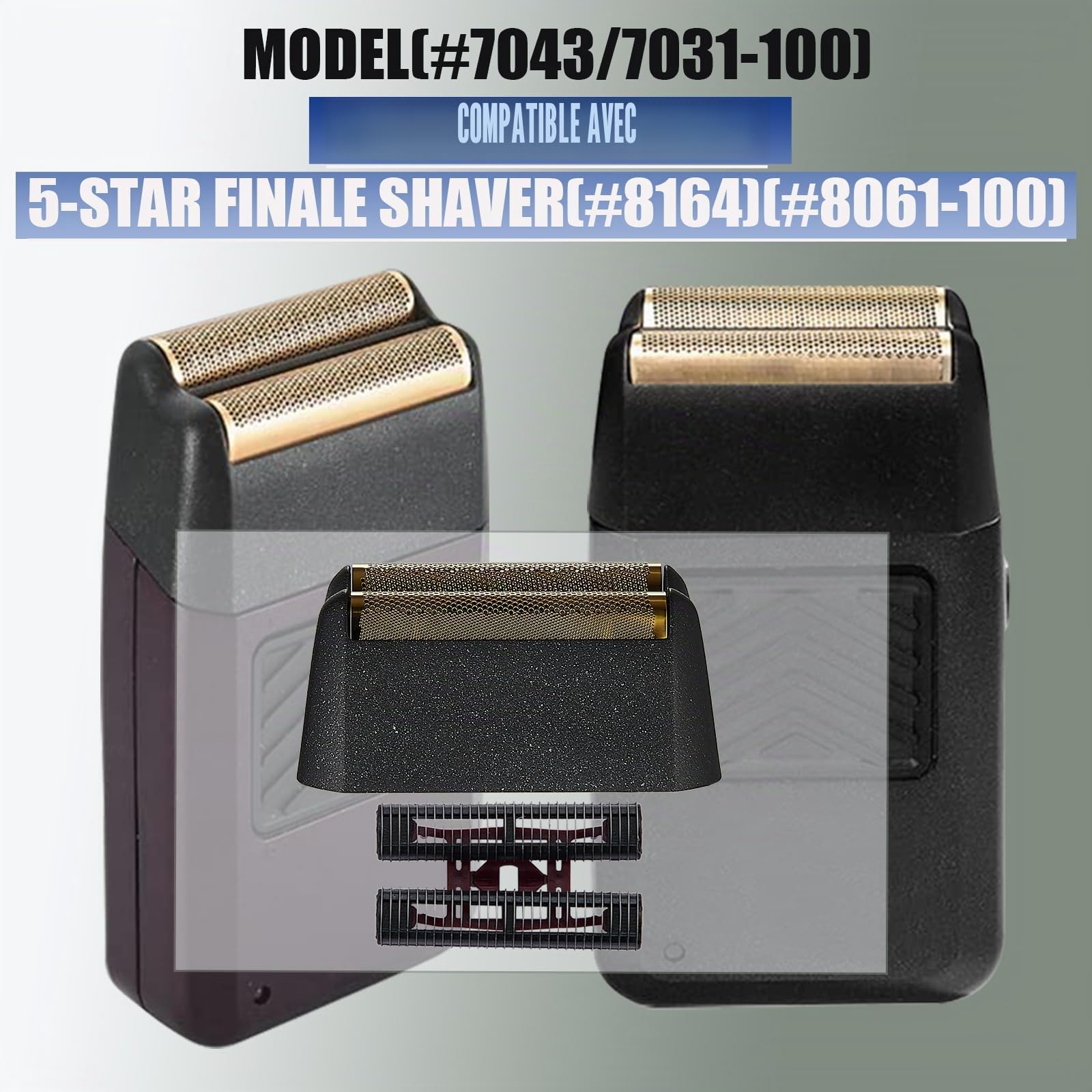 Pack de 2 stratifiés de rechange et barre de coupe professionnel 5 Série finale finale d'étoiles compatibles avec Wahl Shaver Fail 7031-100, 7043-100 Super Close Raser (7043-2pz) Pièces de rechange)