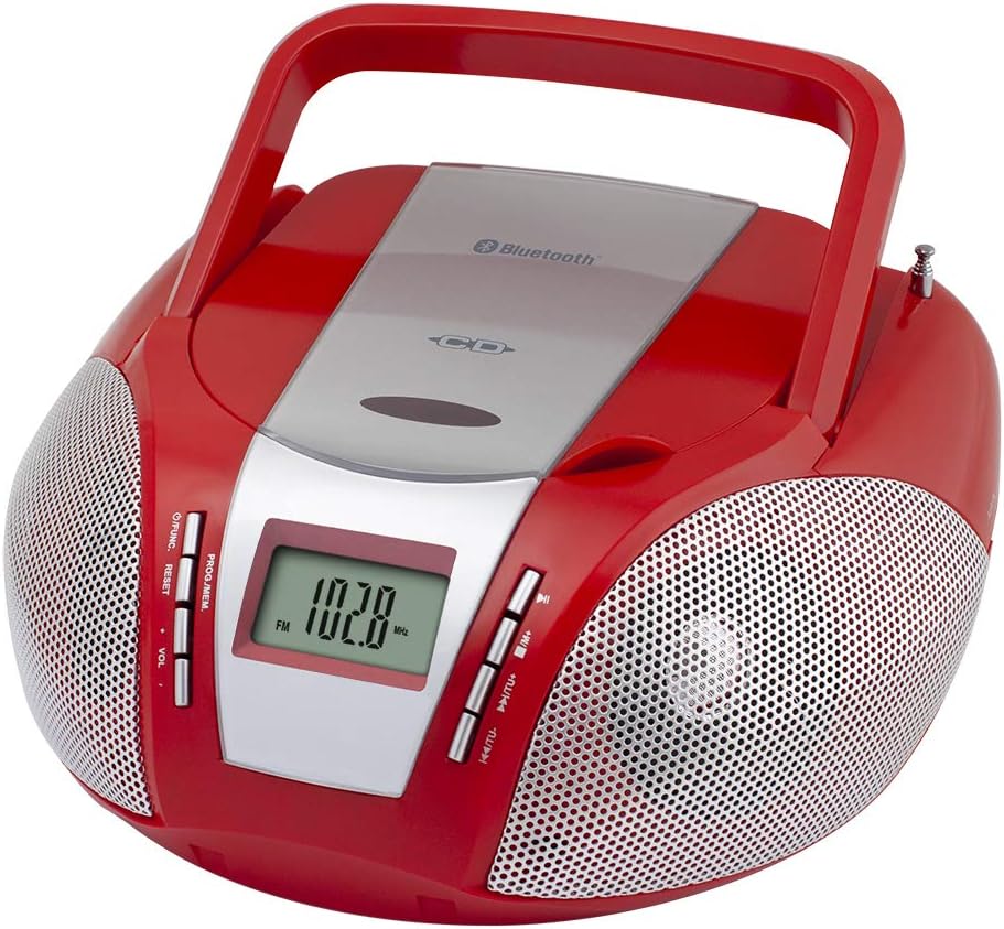 HANNLOMAX HX322CD Portable CD Boombox with Radio, AM/FM Radio, Bluetooth, Auxin, AC/DC Dual