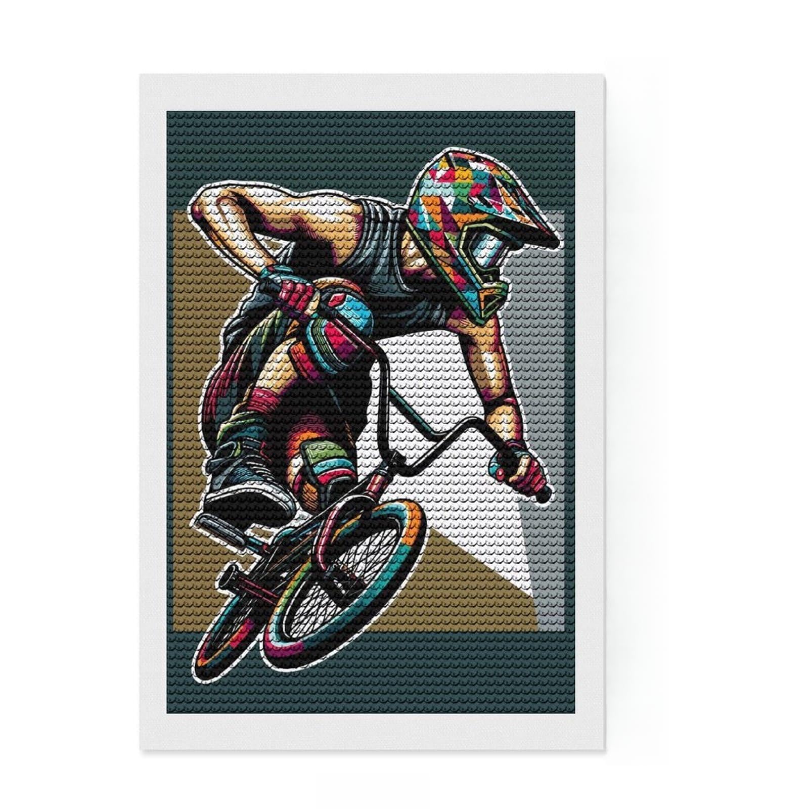 Junmoney BMX WPAP POP Art DIY Diamond Art Canvas Kit 8"x12", Aesthetic Room Decor, for Craft Lovers, Adhesive Canvas, Birthday Gift