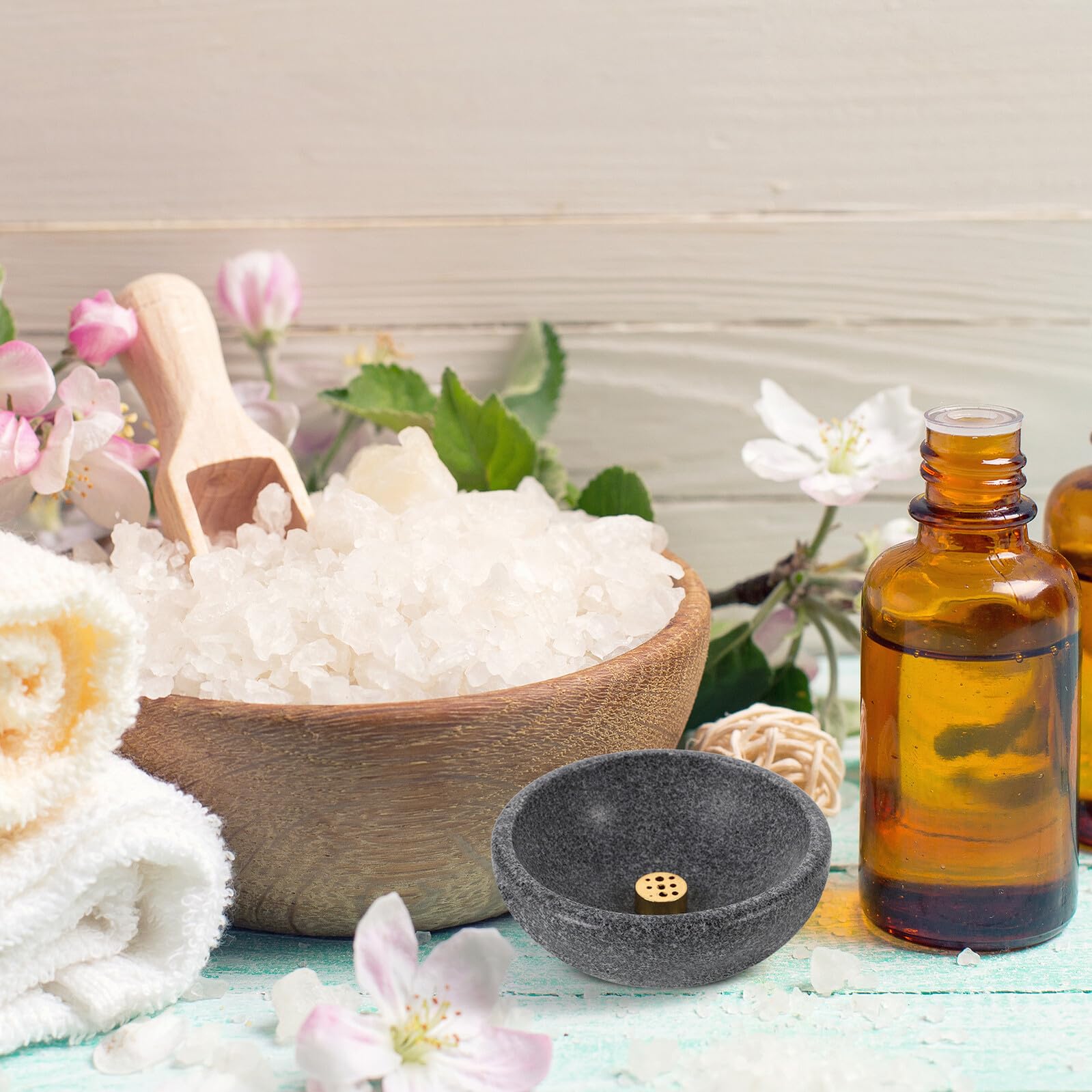 Dekorativer Räucherstäbchenhalter aus Natürlichem Marmor mit Stabiler Struktur und Messing für Meditation und Spa Dekoration