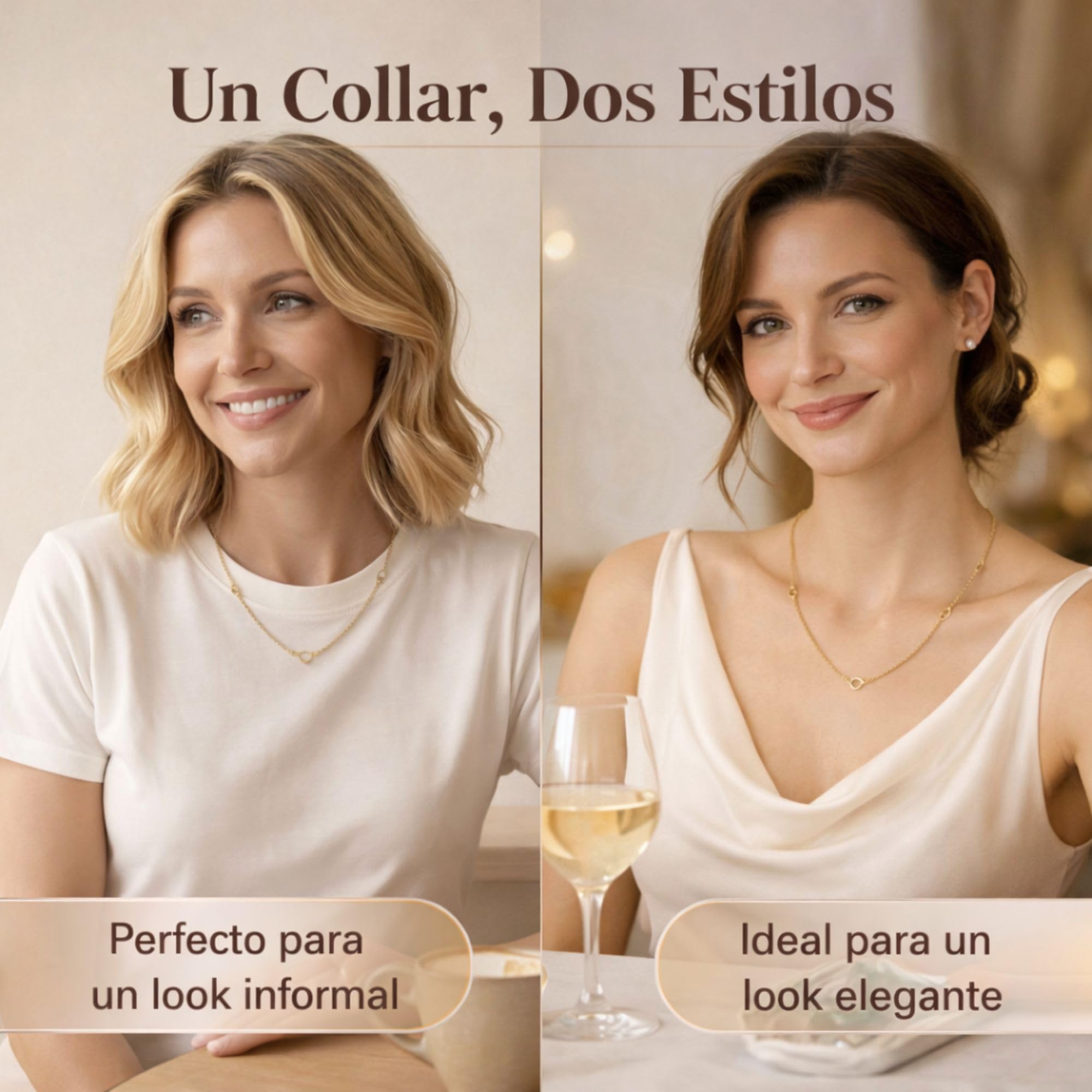 QUADRI - Collar Mujer Plata 925 - Chapado Oro 18K - Made in Italy | Largo 45 cm - con Extensión 5 cm