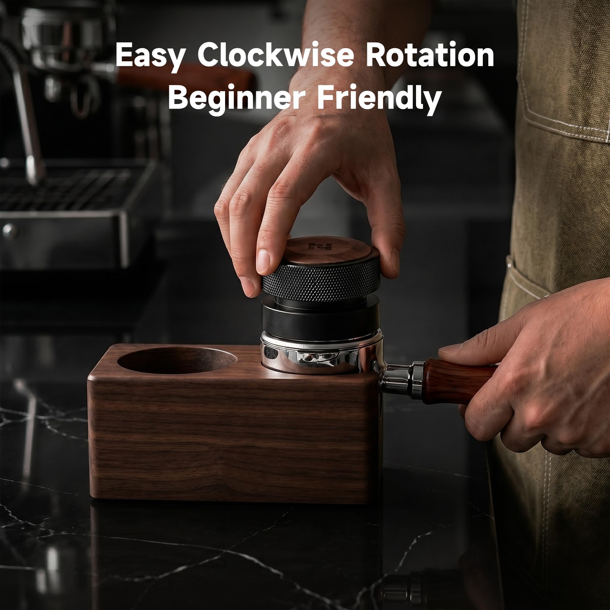 HiBREW Distribuidor de espresso basado en gravedad de 58,5 mm, distribución autonivelante, se adapta a todos los portafiltros sin fondo de 58 mm, aluminio anodizado con base de acero inoxidable de 4