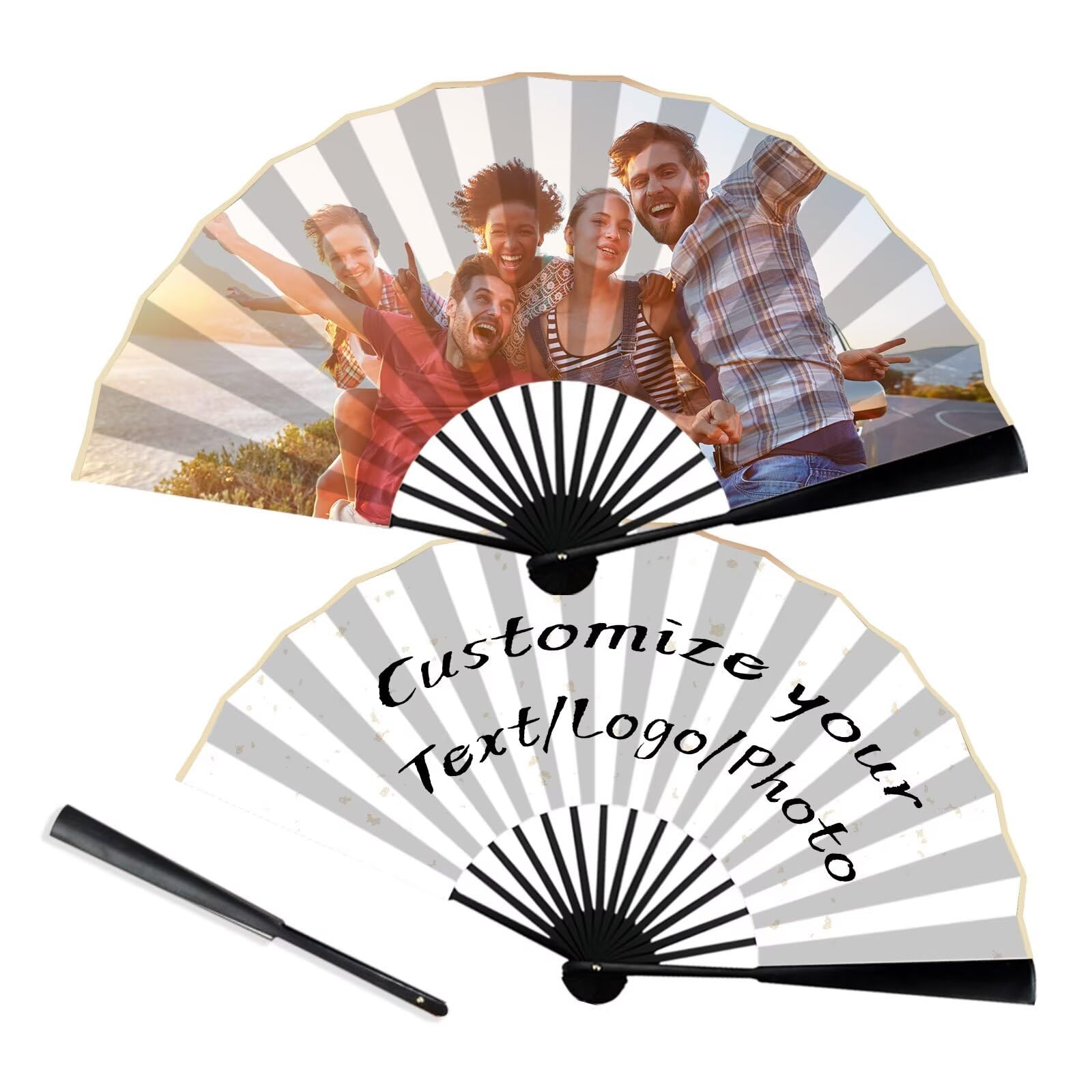 1-300pcs Personalized Custom Folding Fans,Customize Your Photo Folding Fans,Wooden Handheld Folding Fans for Prom, Party,Bulk Customized Folding Fans,Decorative Folding Fan for Party, Wedding