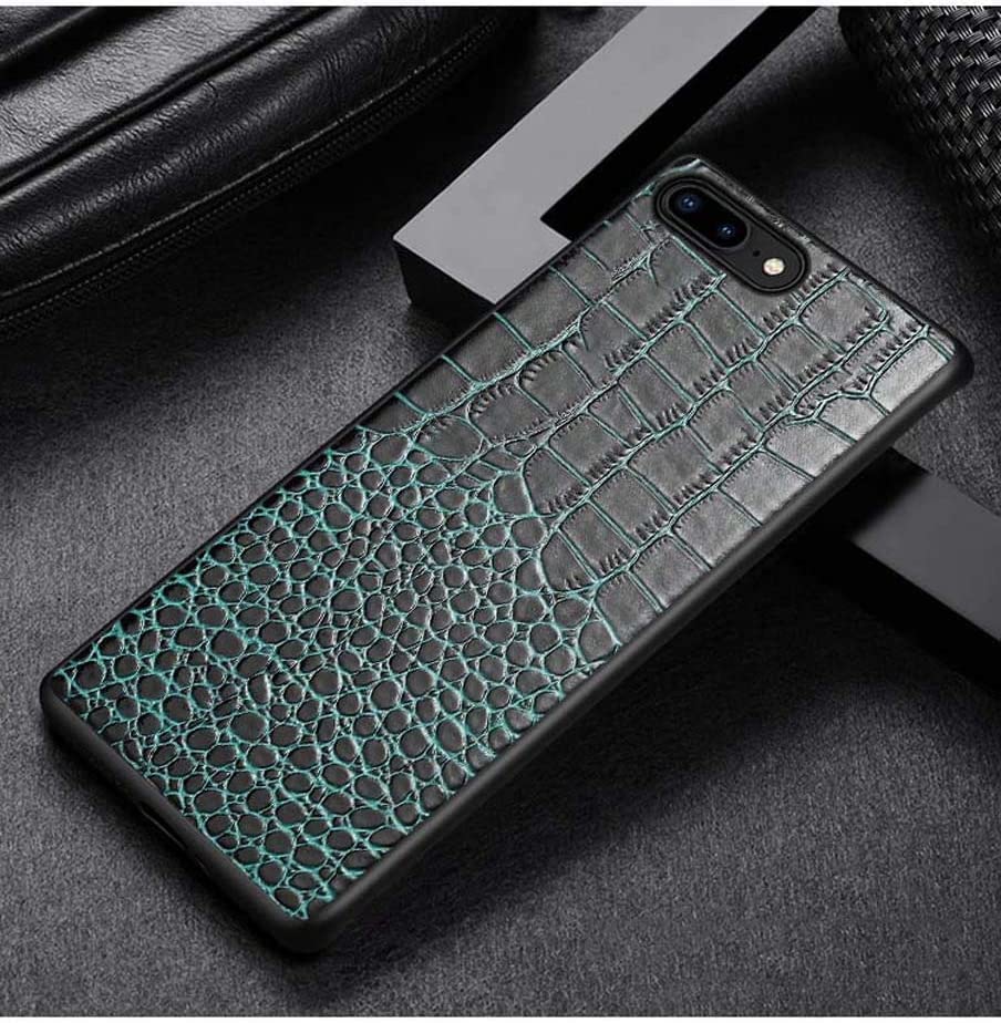 Coque iPhone 8 Plus cuir crocodile SCHIK bleu luxe antichoc