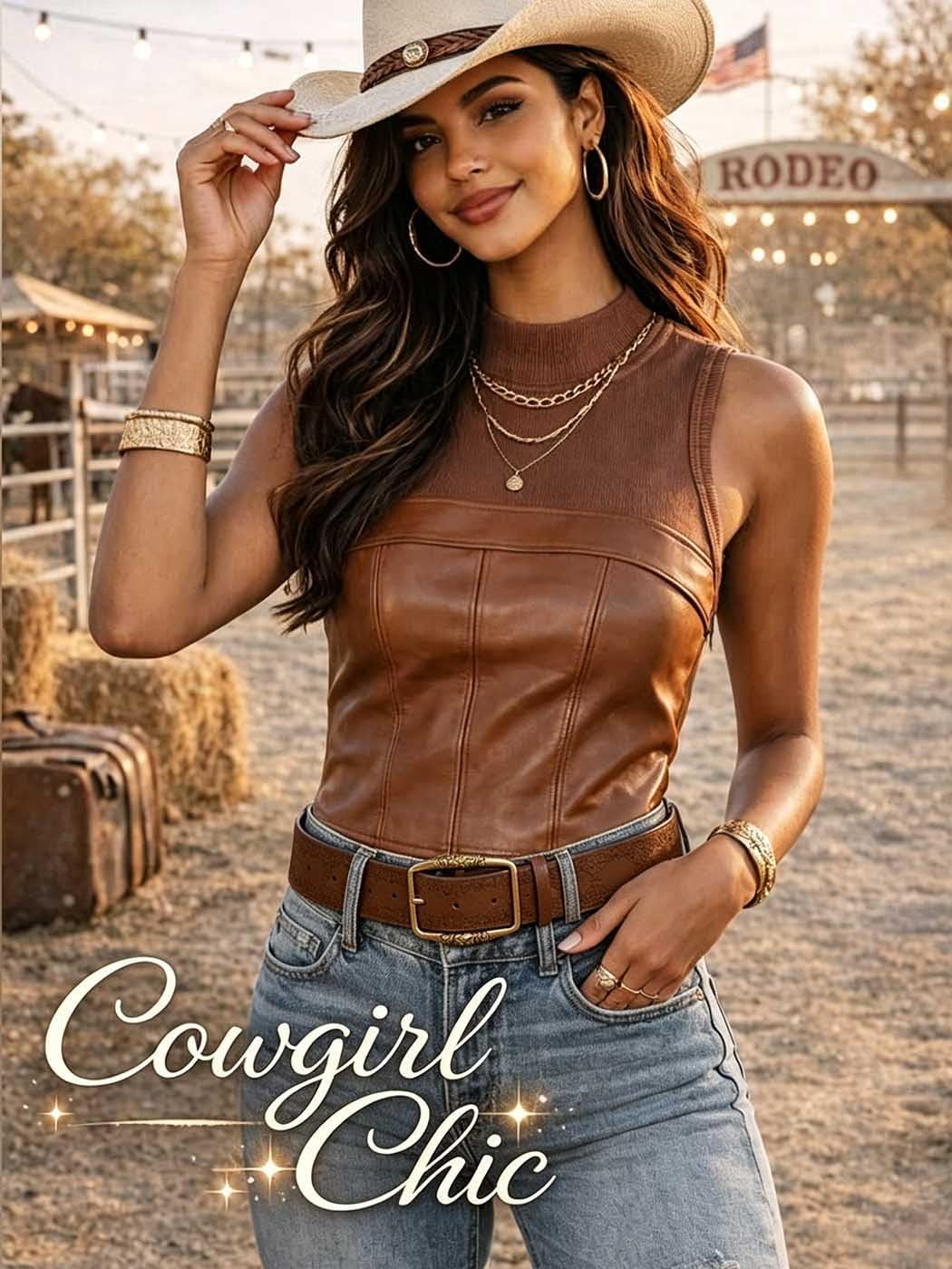 Women Western Belt Vintage Metal Buckle Leather Belts Country Cowboy Cowgirl Belt for Jeans Pant Dress