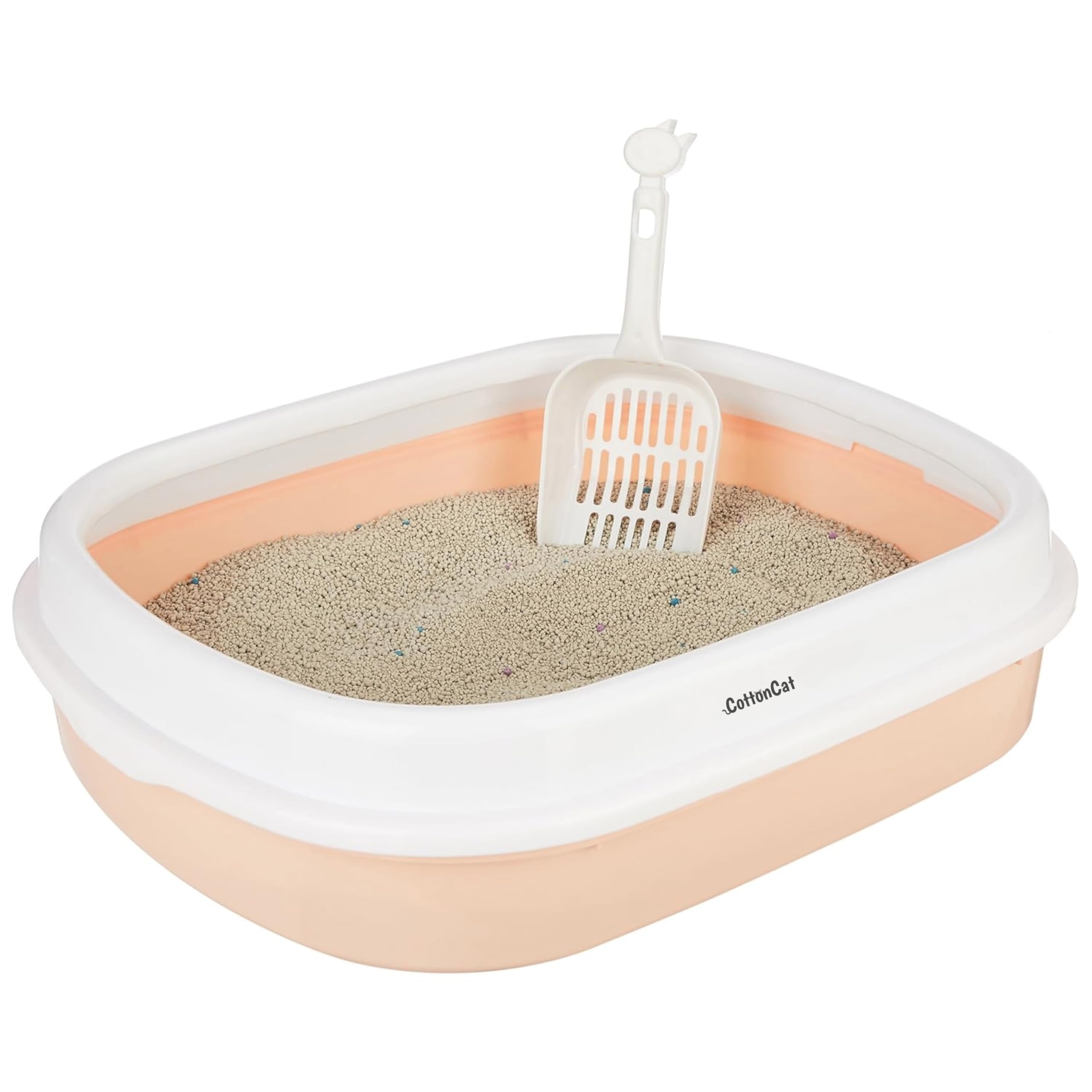 Photowalaa Large Cat Litter Tray Box with High Sides & Scoop | Easy Clean Plastic Open Pan for Cats & Kittens | Anti-Splash, Durable & Odor-Resistant (Peach)-image-19